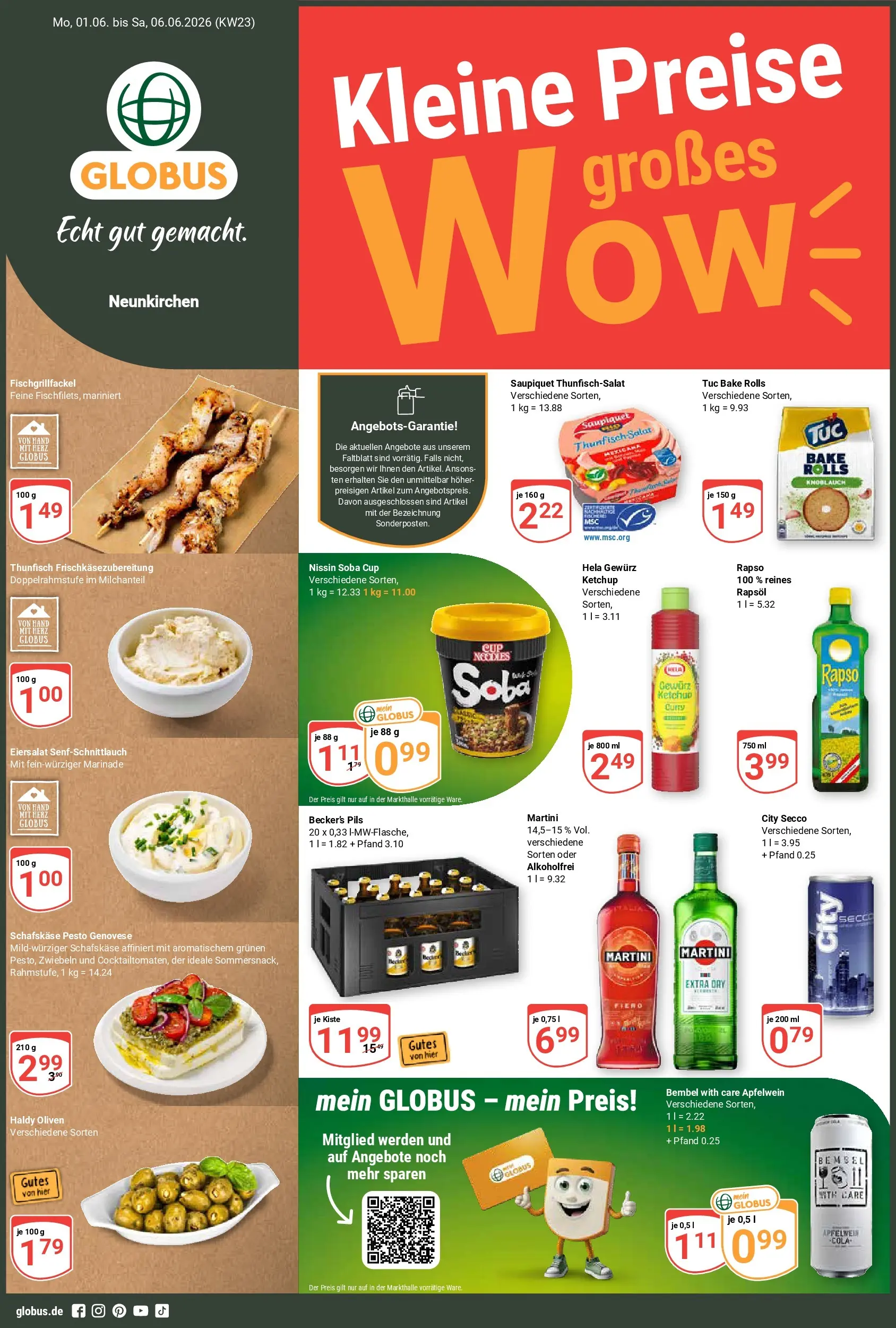 Globus Prospekt Neunkirchen (ab 01.06.2026) » Angebote online | Seite: 1 | Produkte: Thunfisch, Pils, Ketchup, Schafskase