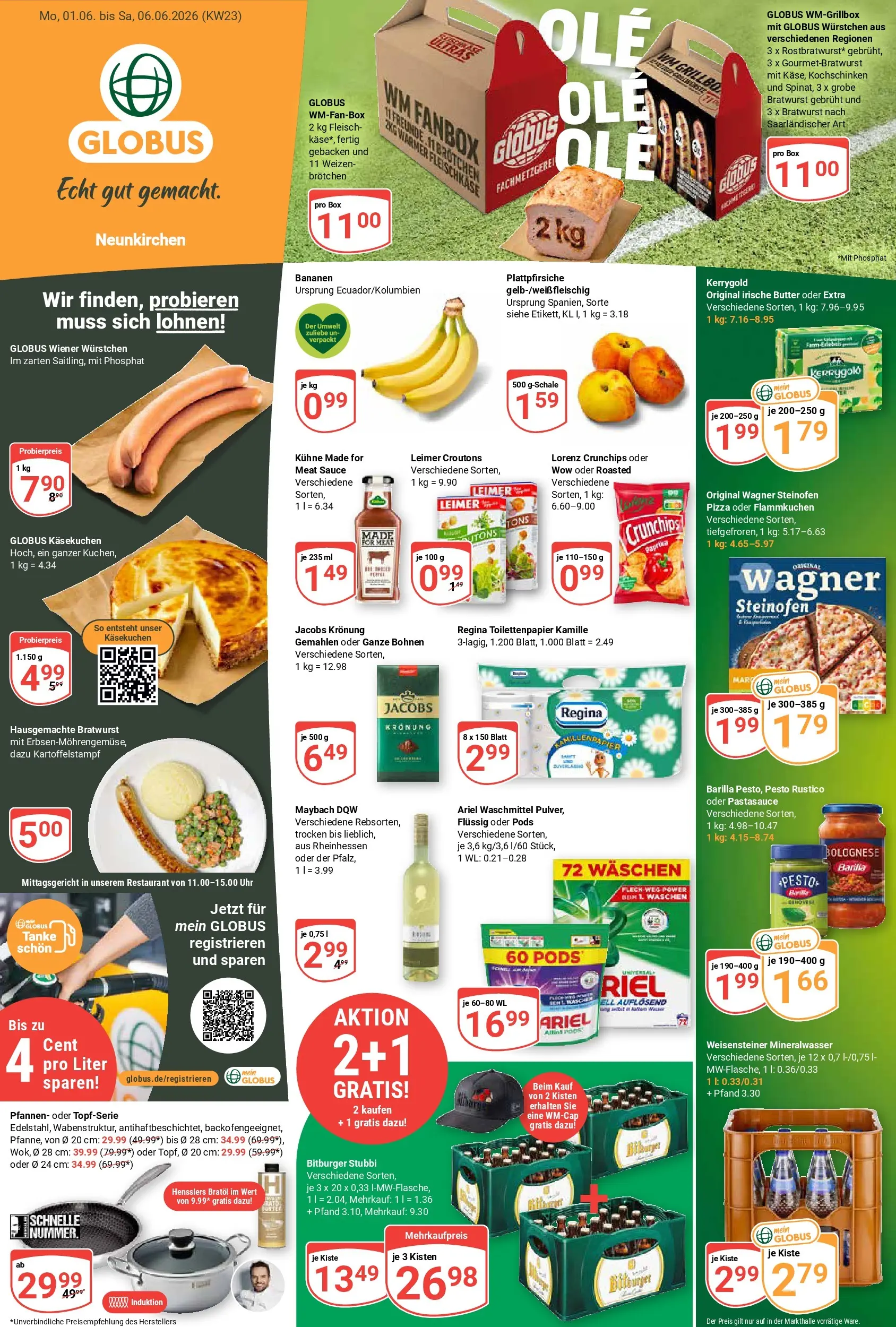 Globus Prospekt Neunkirchen (ab 01.06.2026) » Angebote online | Seite: 3 | Produkte: Wiener wurstchen, Käse, Bratwurst, Fleisch