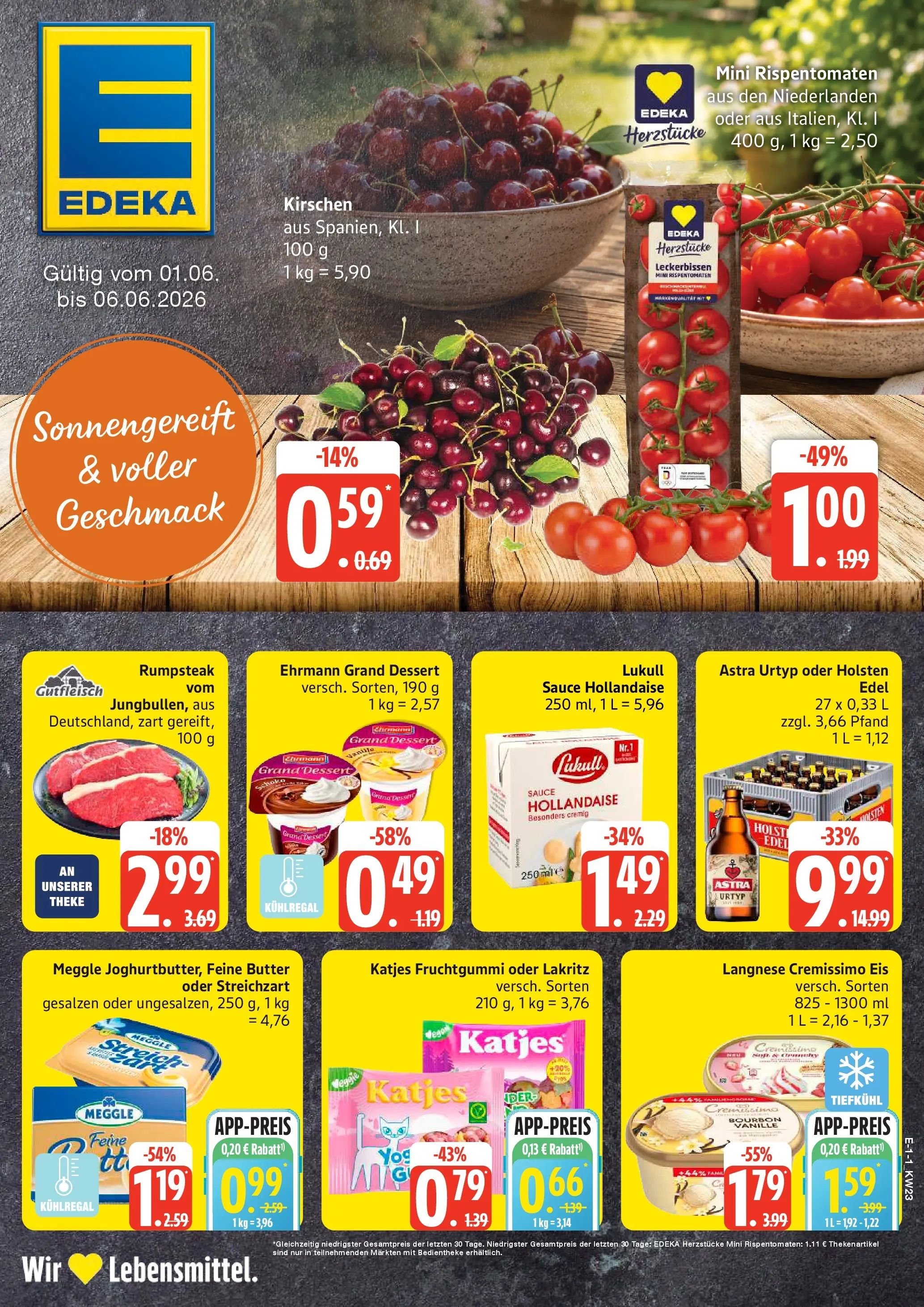 Edeka prospekt Neu Wulmstorf (ab 01.06.2026) » Angebote Online | Seite: 1 | Produkte: Langnese cremissimo, Butter, Ehrmann grand dessert, Astra