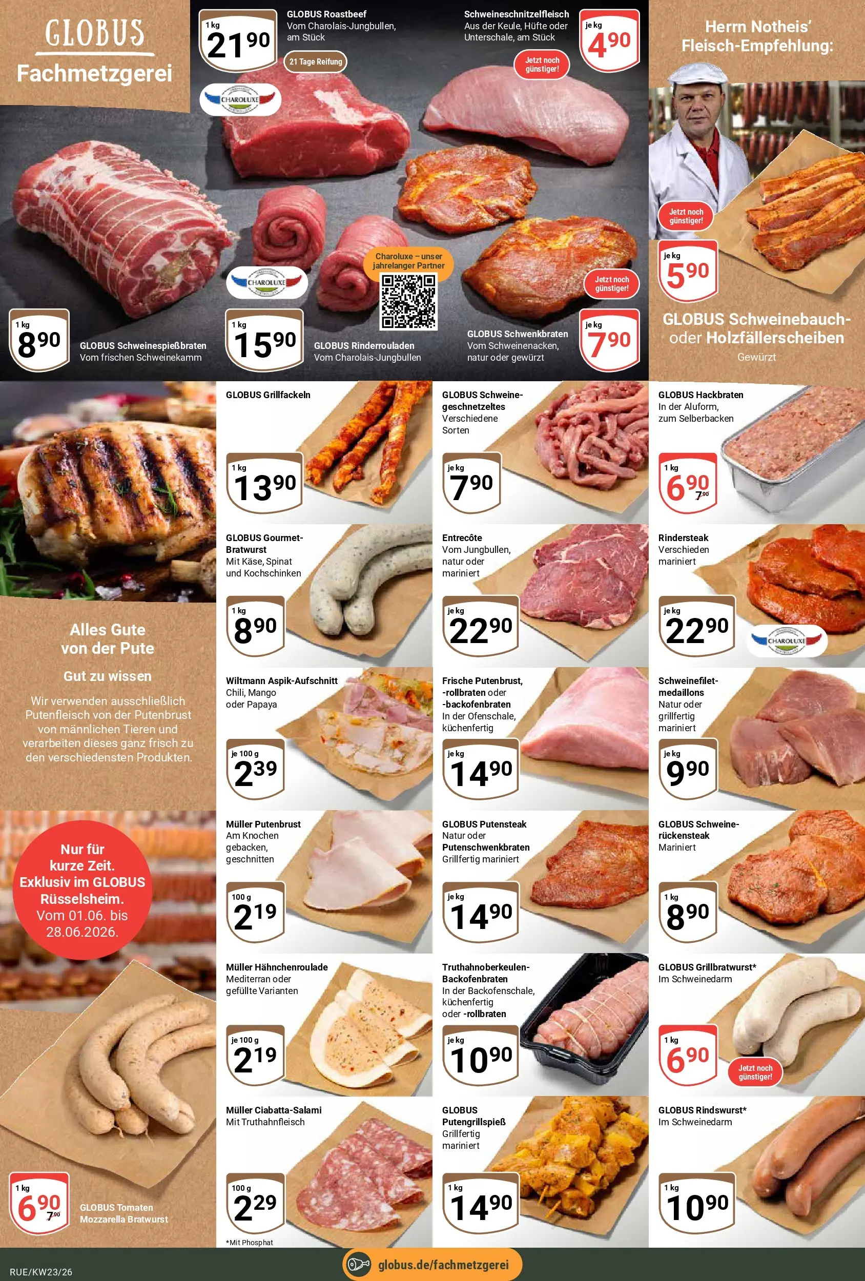 Globus Prospekt Rüsselsheim (ab 01.06.2026) » Angebote online | Seite: 8 | Produkte: Rinderrouladen, Bratwurst, Tomaten, Roastbeef