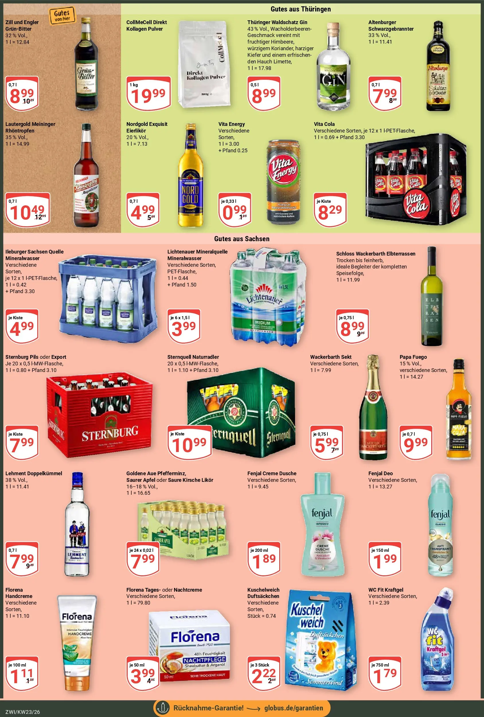 Globus Prospekt Zwickau (ab 31.05.2026) » Angebote online | Seite: 4 | Produkte: Dusche, Mineralwasser, Vita cola, Gin