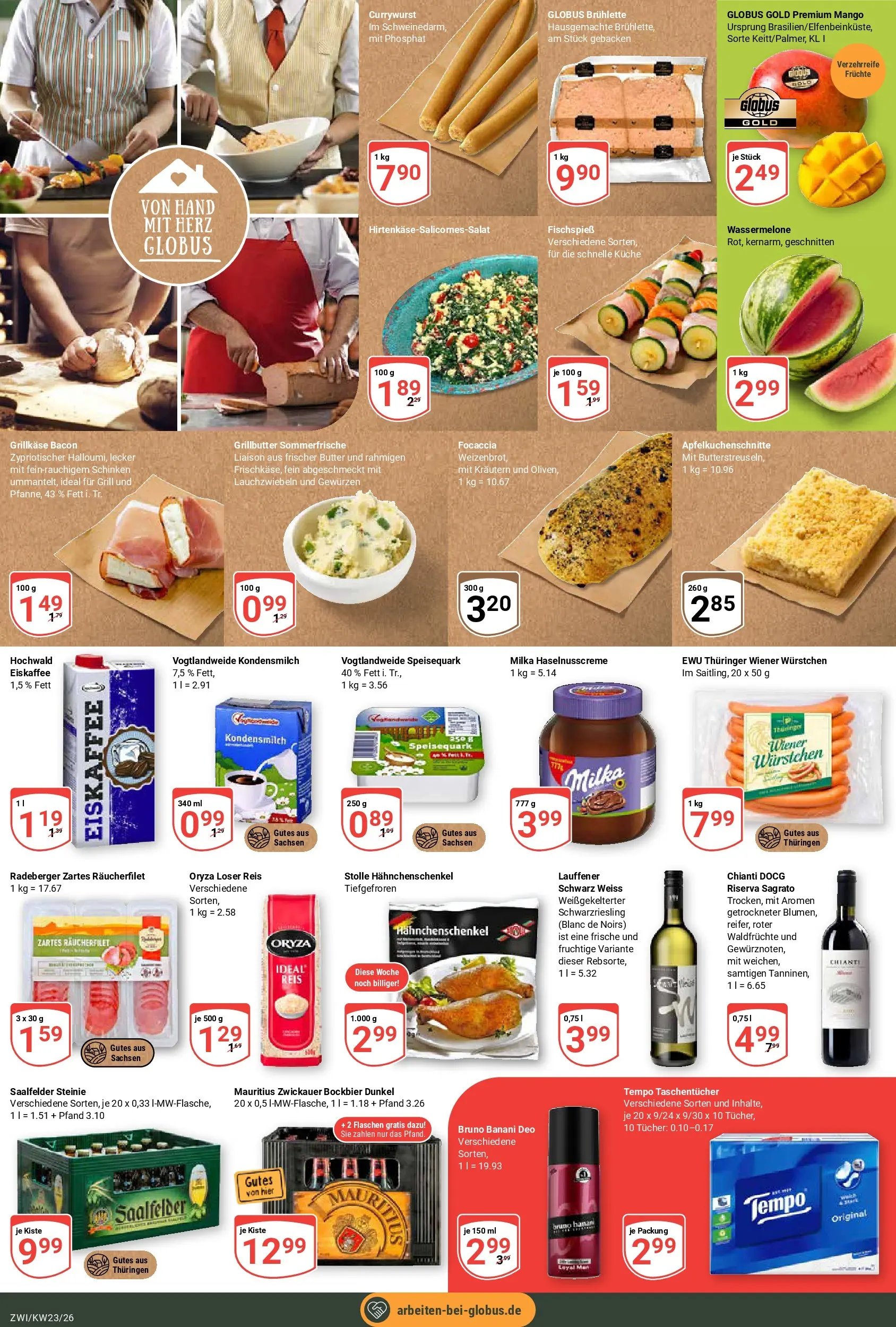 Globus Prospekt Zwickau (ab 31.05.2026) » Angebote online | Seite: 7 | Produkte: Hahnchenschenkel, Tempo, Wassermelone, Speisequark