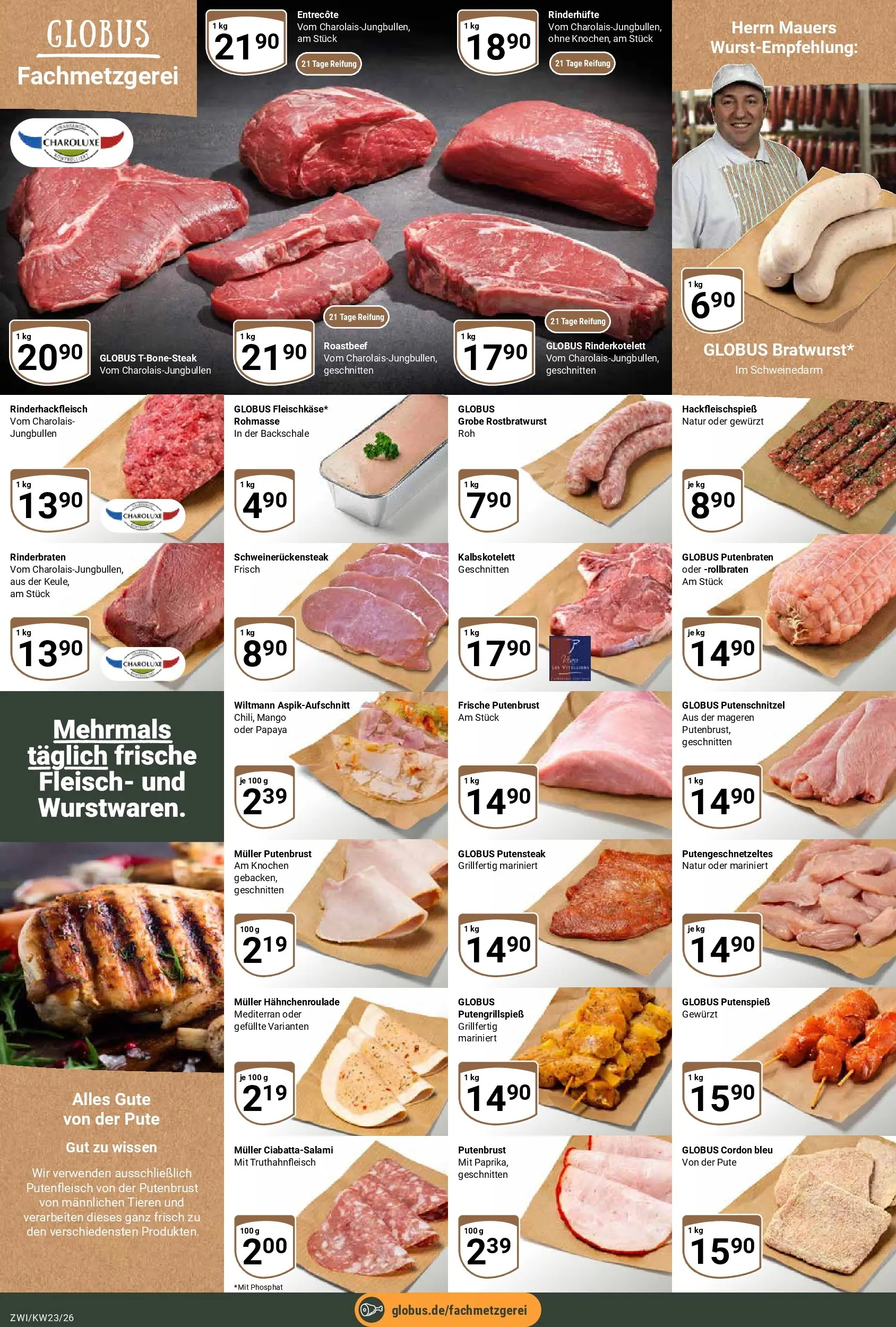 Globus Prospekt Zwickau (ab 31.05.2026) » Angebote online | Seite: 11 | Produkte: Pute, Roastbeef, Putenschnitzel, Fleisch