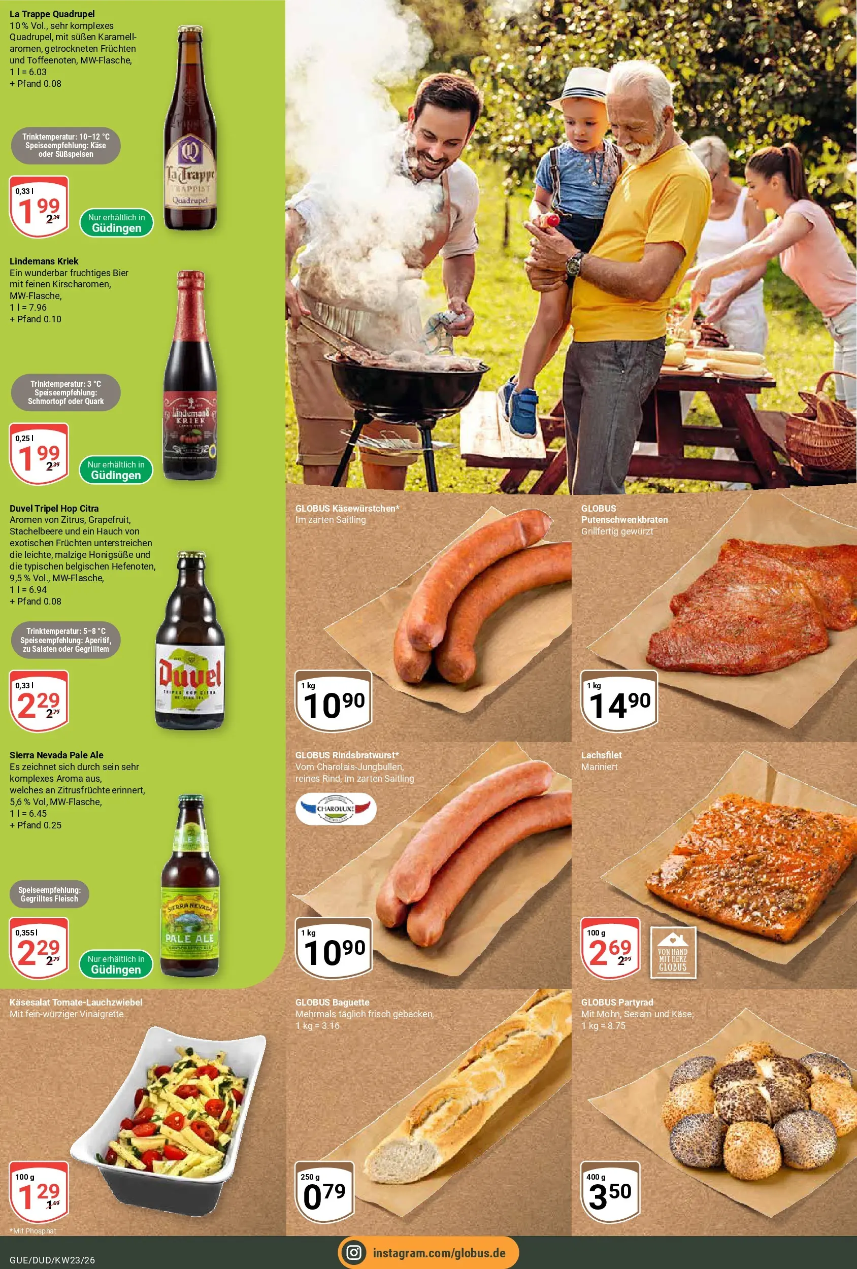 Globus Prospekt Saarbrücken-Güdingen (ab 01.06.2026) » Angebote online | Seite: 13 | Produkte: Käse, Bier, Baguette, Fleisch