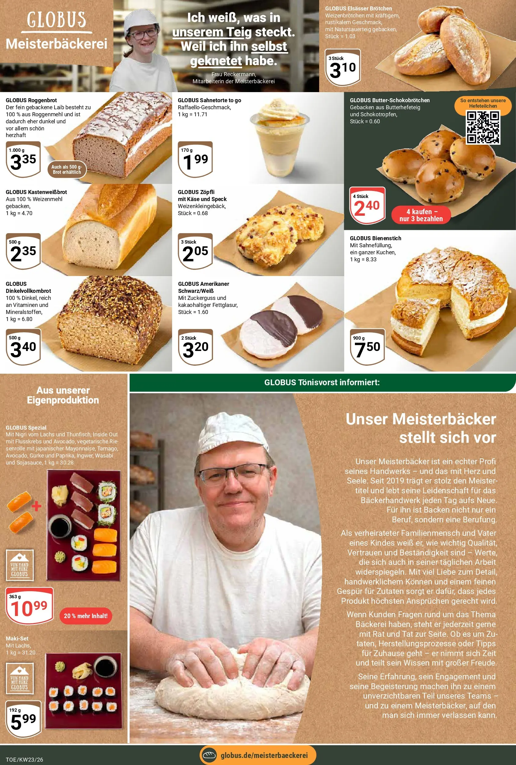 Globus Prospekt Tönisvorst (ab 01.06.2026) » Angebote online | Seite: 9 | Produkte: Bäckerei, Weizenmehl, Lachs, Brot