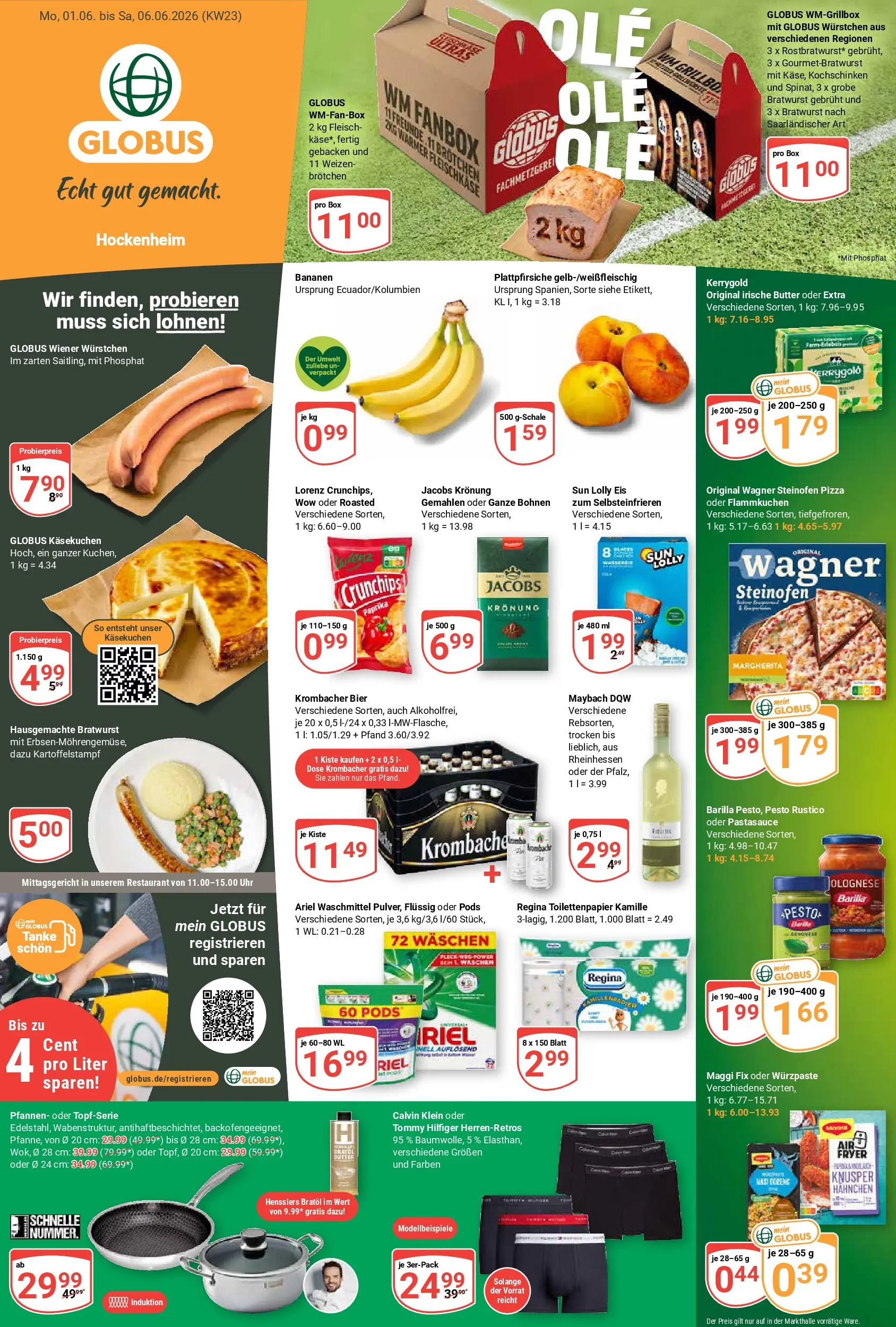 Globus Prospekt Hockenheim (ab 01.06.2026) » Angebote online | Seite: 1 | Produkte: Bratwurst, Bananen, Eis, Uhr