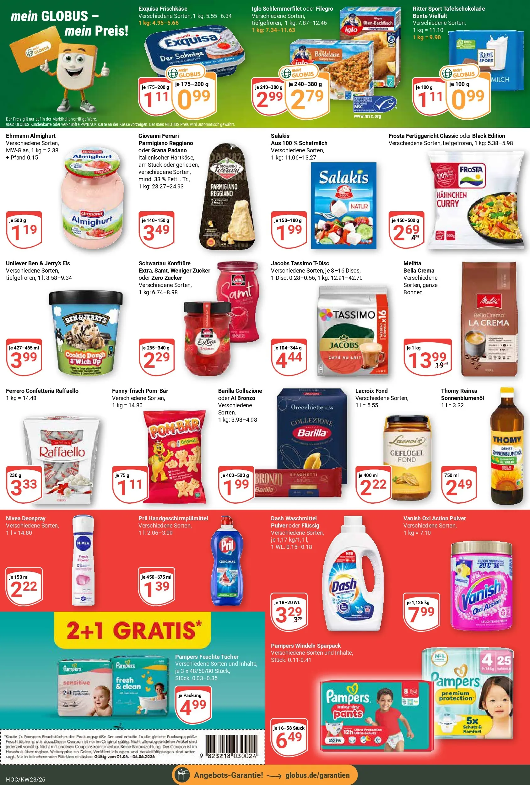 Globus Prospekt Hockenheim (ab 01.06.2026) » Angebote online | Seite: 3 | Produkte: Melitta, Milch, Exquisa, Eis