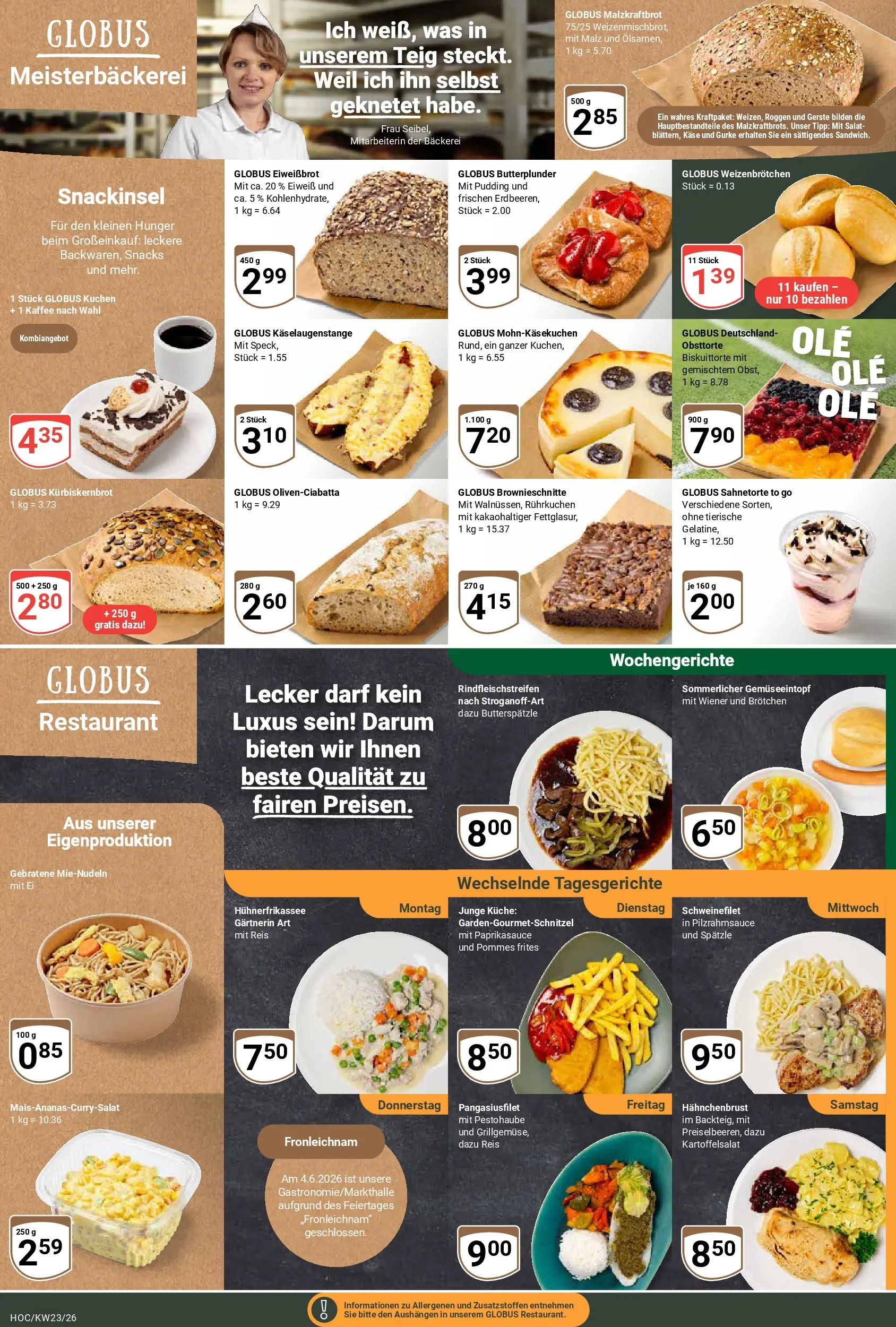Globus Prospekt Hockenheim (ab 01.06.2026) » Angebote online | Seite: 7 | Produkte: Bäckerei, Käse, Pommes, Salat