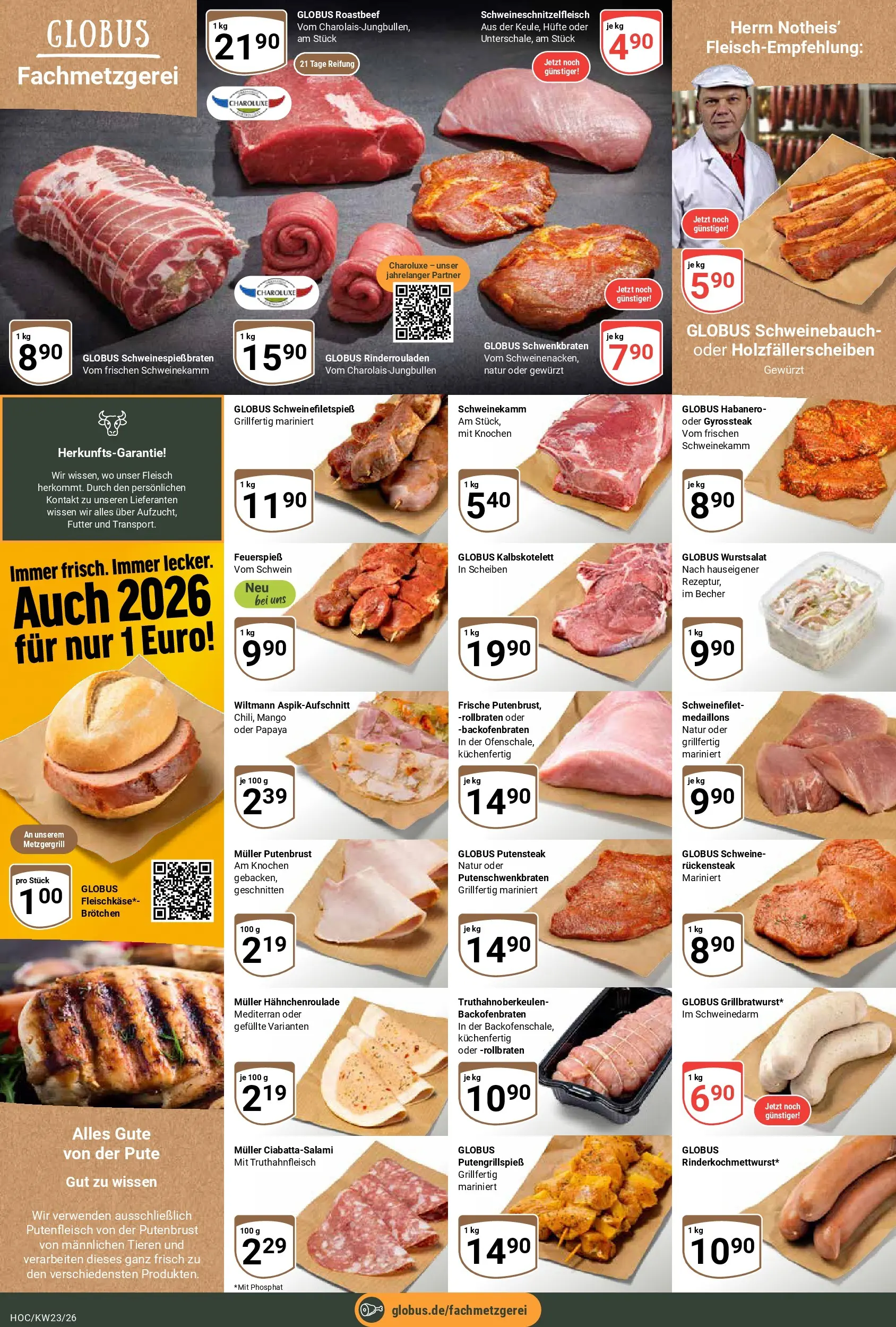 Globus Prospekt Hockenheim (ab 01.06.2026) » Angebote online | Seite: 8 | Produkte: Rinderrouladen, Schweinebauch, Roastbeef, Fleisch