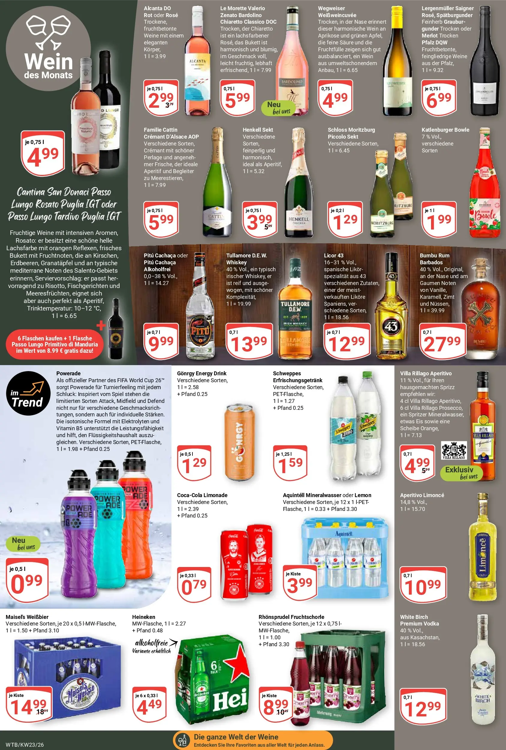 Globus Prospekt Wächtersbach (ab 01.06.2026) » Angebote online | Seite: 14 | Produkte: Limonade, Mineralwasser, Heineken, Whiskey
