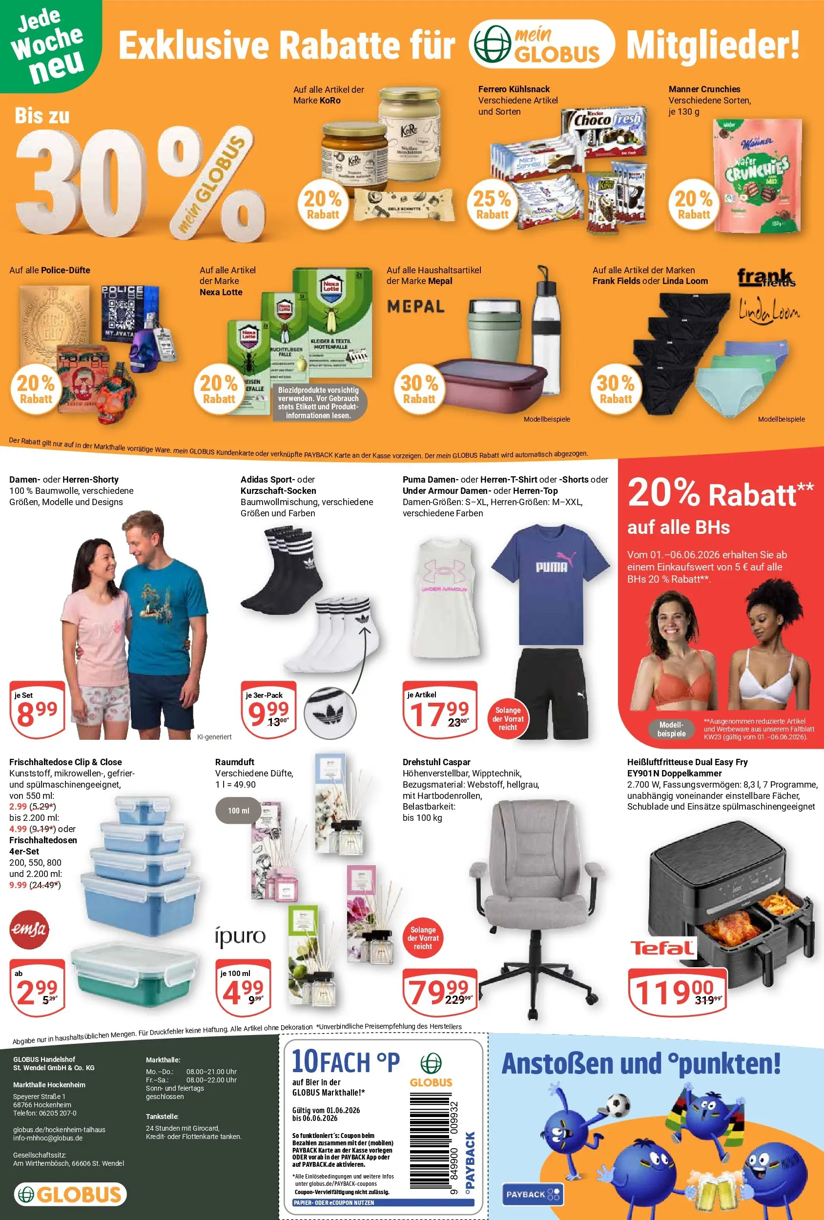 Globus Prospekt Hockenheim (ab 01.06.2026) » Angebote online | Seite: 23 | Produkte: Bier, Heißluftfritteuse, Telefon, Uhr