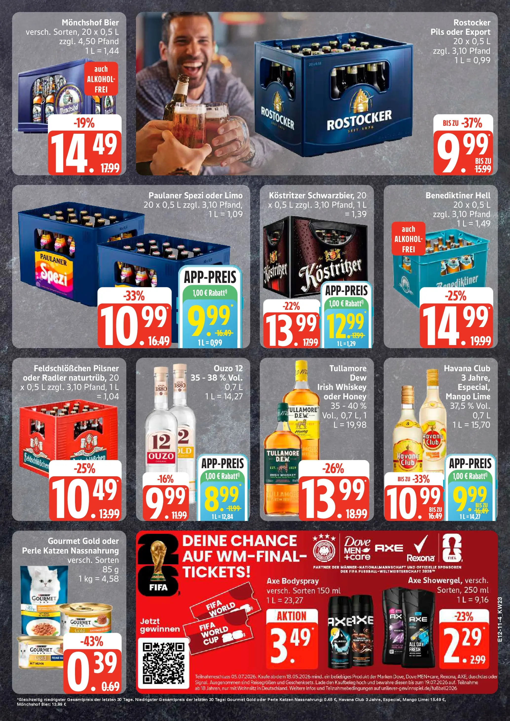 Edeka prospekt Rostock-Gehlsdorf (ab 01.06.2026) » Angebote Online | Seite: 11 | Produkte: Ouzo, Pils, Duschdas, Axe
