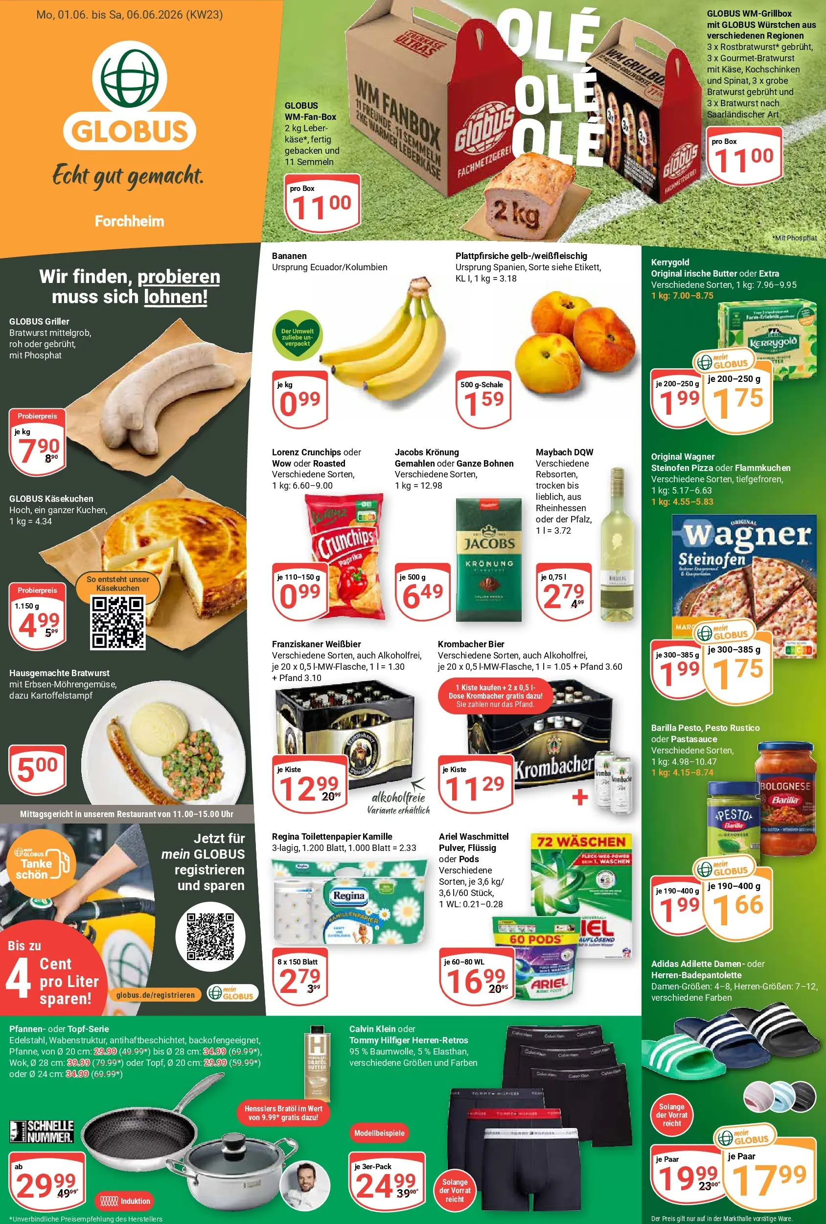Globus Prospekt Forchheim (ab 01.06.2026) » Angebote online | Seite: 1 | Produkte: Barilla, Bier, Bananen, Paprika