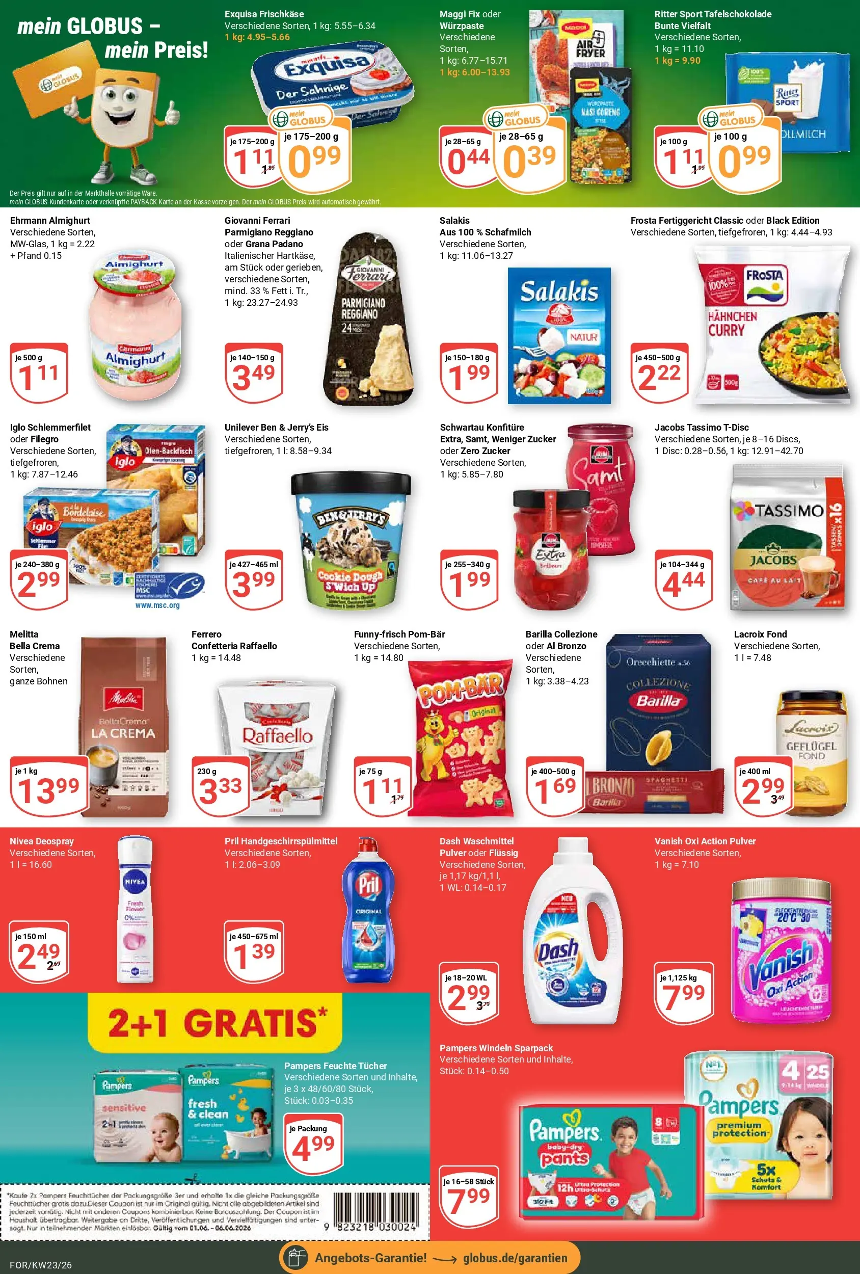 Globus Prospekt Forchheim (ab 01.06.2026) » Angebote online | Seite: 2 | Produkte: Hahnchen, Ehrmann almighurt, Exquisa frischkase, Salakis