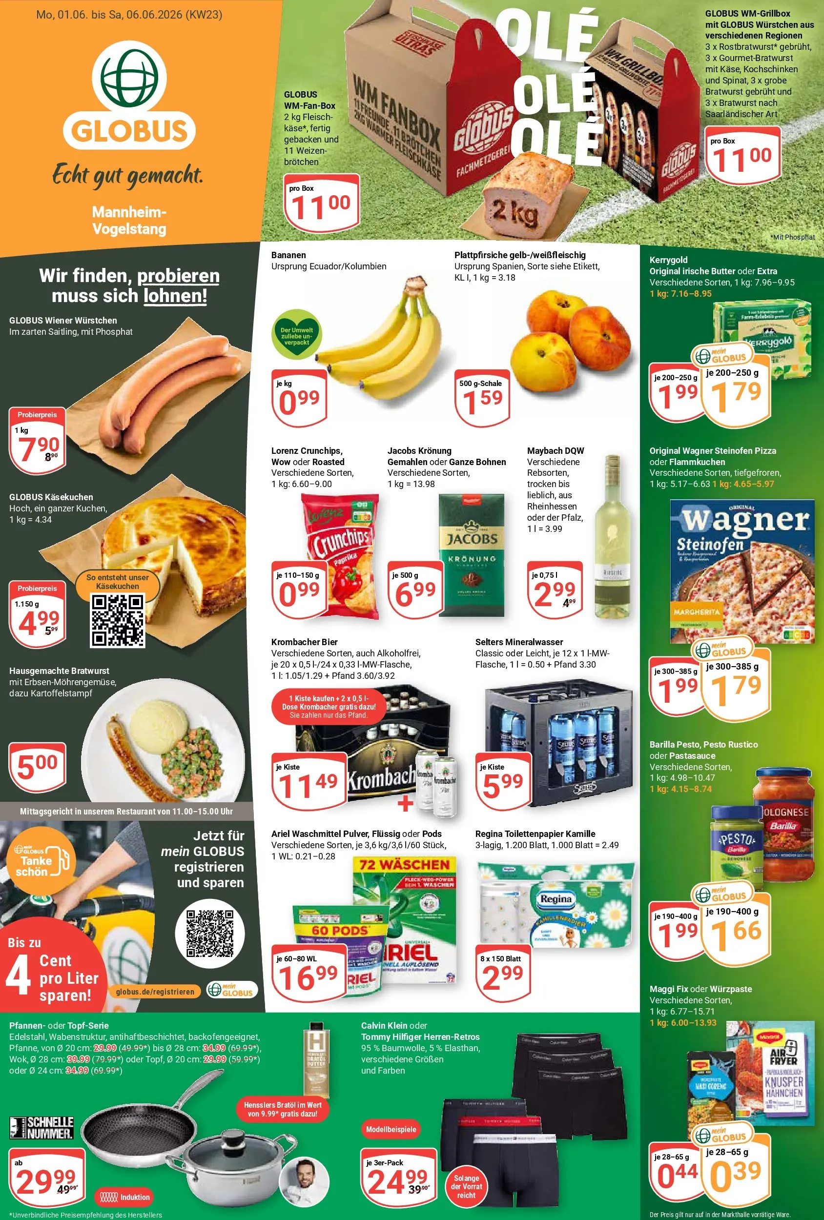 Globus Prospekt Mannheim (ab 01.06.2026) » Angebote online | Seite: 1 | Produkte: Käse, Bier, Pizza, Uhr