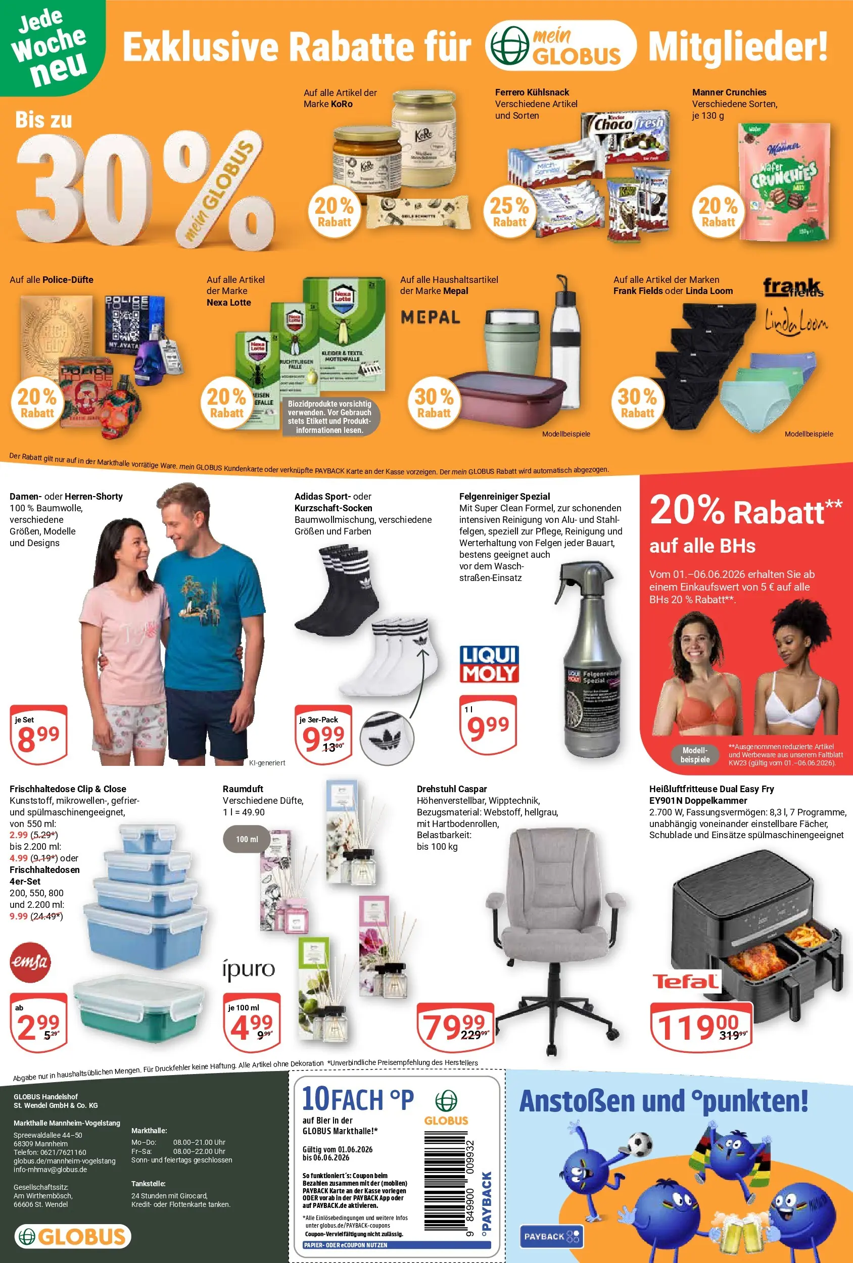 Globus Prospekt Mannheim (ab 01.06.2026) » Angebote online | Seite: 21 | Produkte: Bier, Heißluftfritteuse, Telefon, Uhr