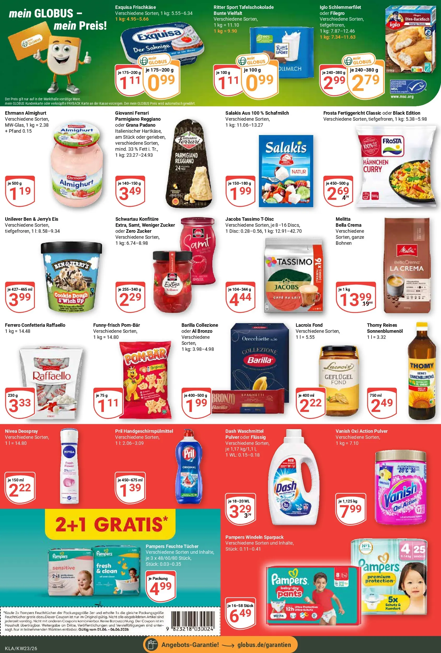 Globus Prospekt Kaiserslautern (ab 01.06.2026) » Angebote online | Seite: 3 | Produkte: Exquisa frischkase, Waschmittel, Eis, Iglo schlemmerfilet