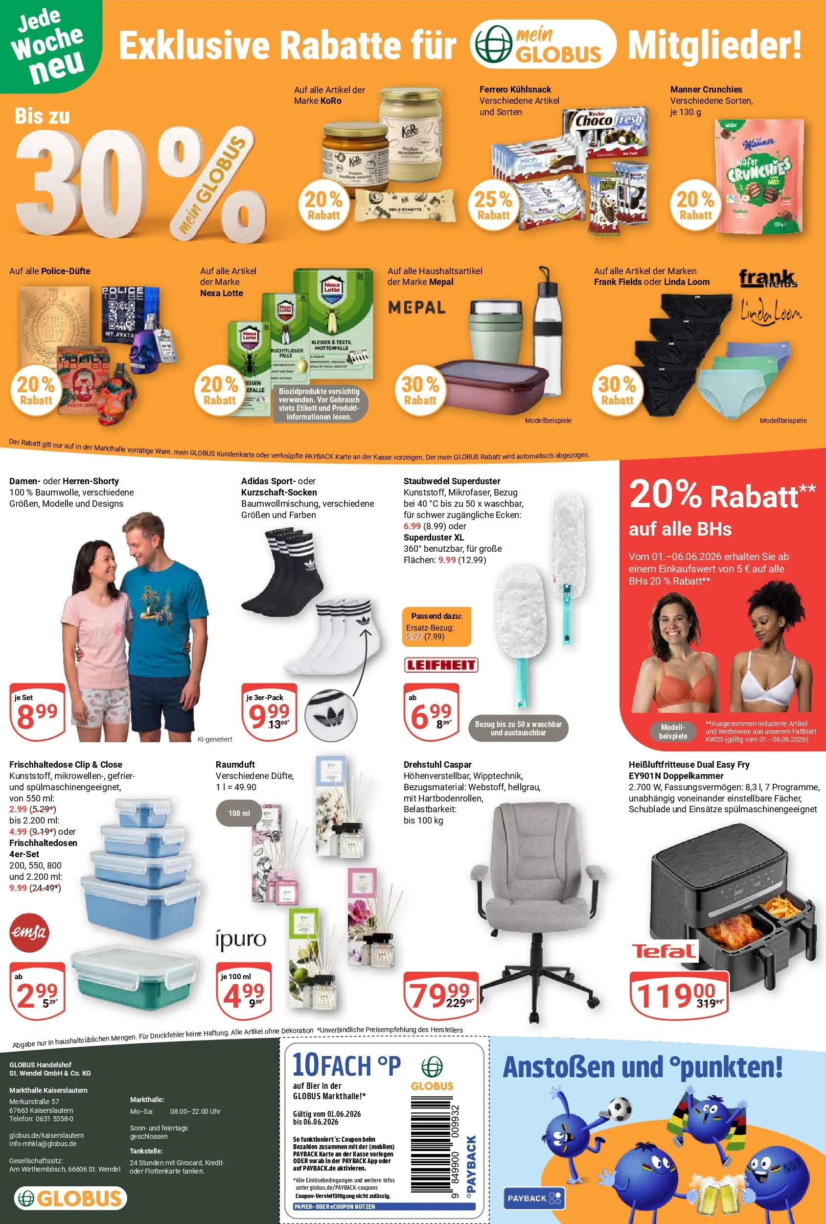 Globus Prospekt Kaiserslautern (ab 01.06.2026) » Angebote online | Seite: 23 | Produkte: Bier, Heißluftfritteuse, Telefon, Uhr