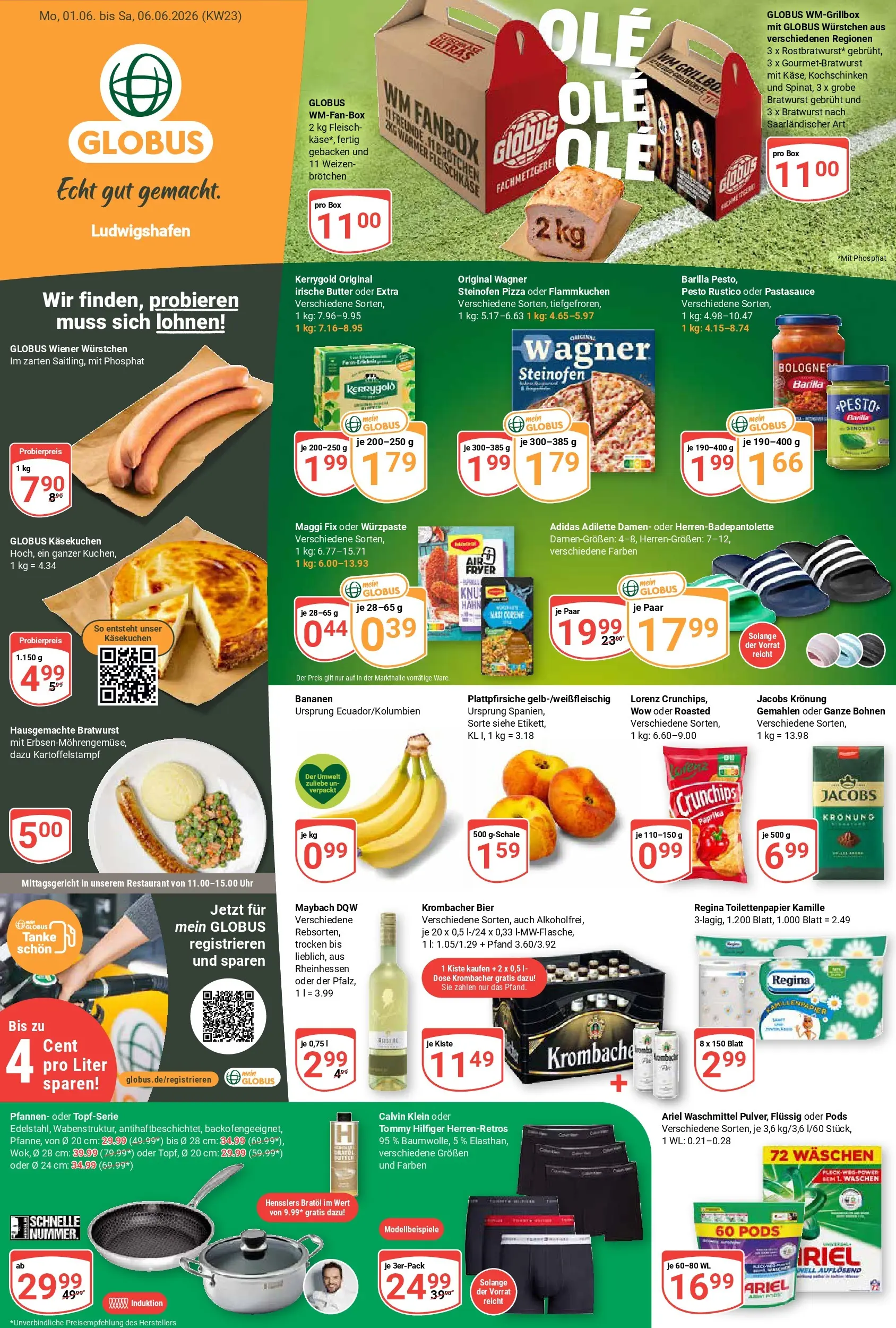 Globus Prospekt Ludwigshafen-Oggersheim (ab 01.06.2026) » Angebote online | Seite: 1 | Produkte: Wiener wurstchen, Käse, Ariel, Maggi fix