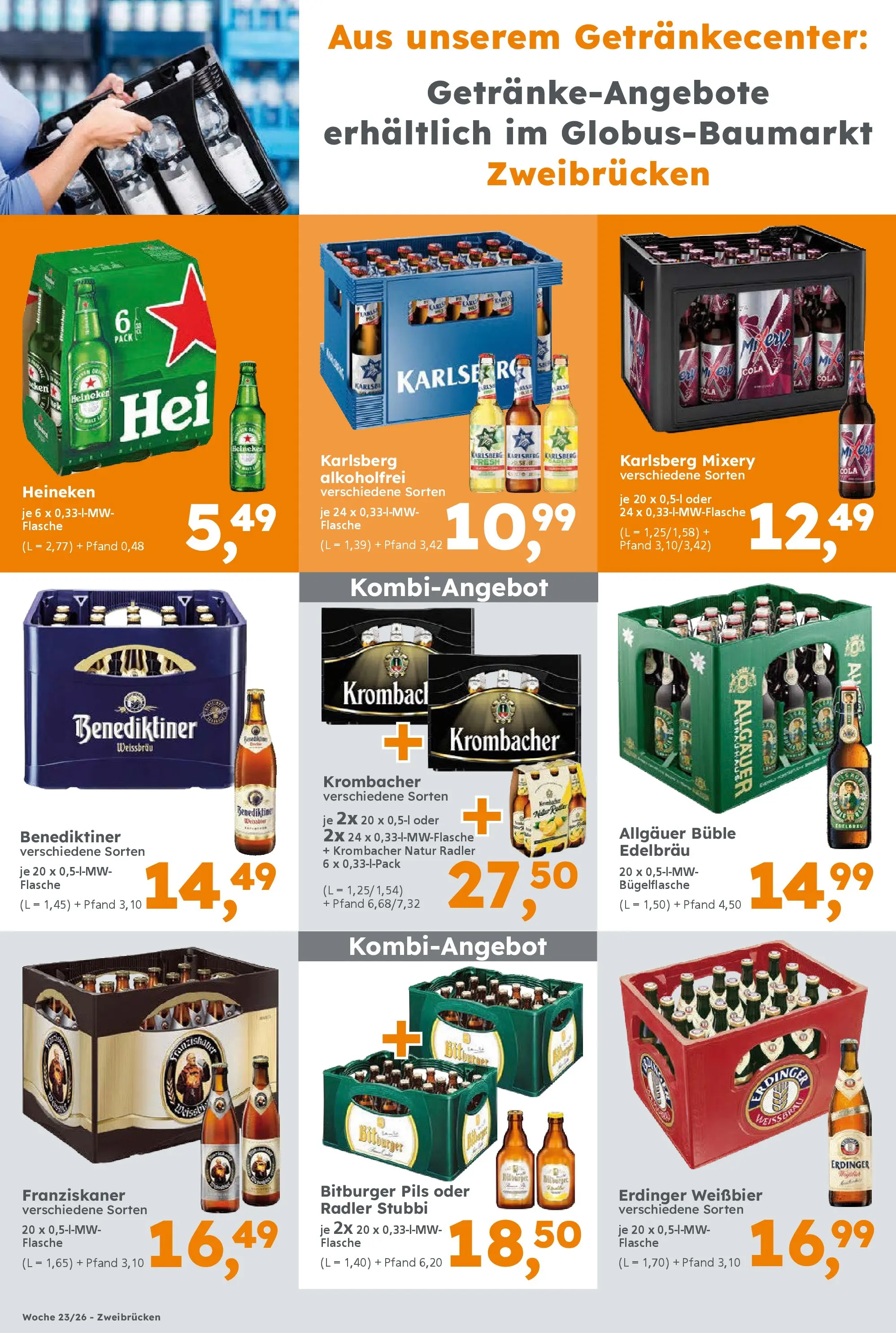 Globus Baumarkt Prospekt Homburg (ab 31.05.2026) zum Blättern | Seite: 16 | Produkte: Bitburger, Franziskaner, Erdinger, Pils
