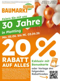Globus Baumarkt Prospekt Plattling ab 31.05.2026 gültig