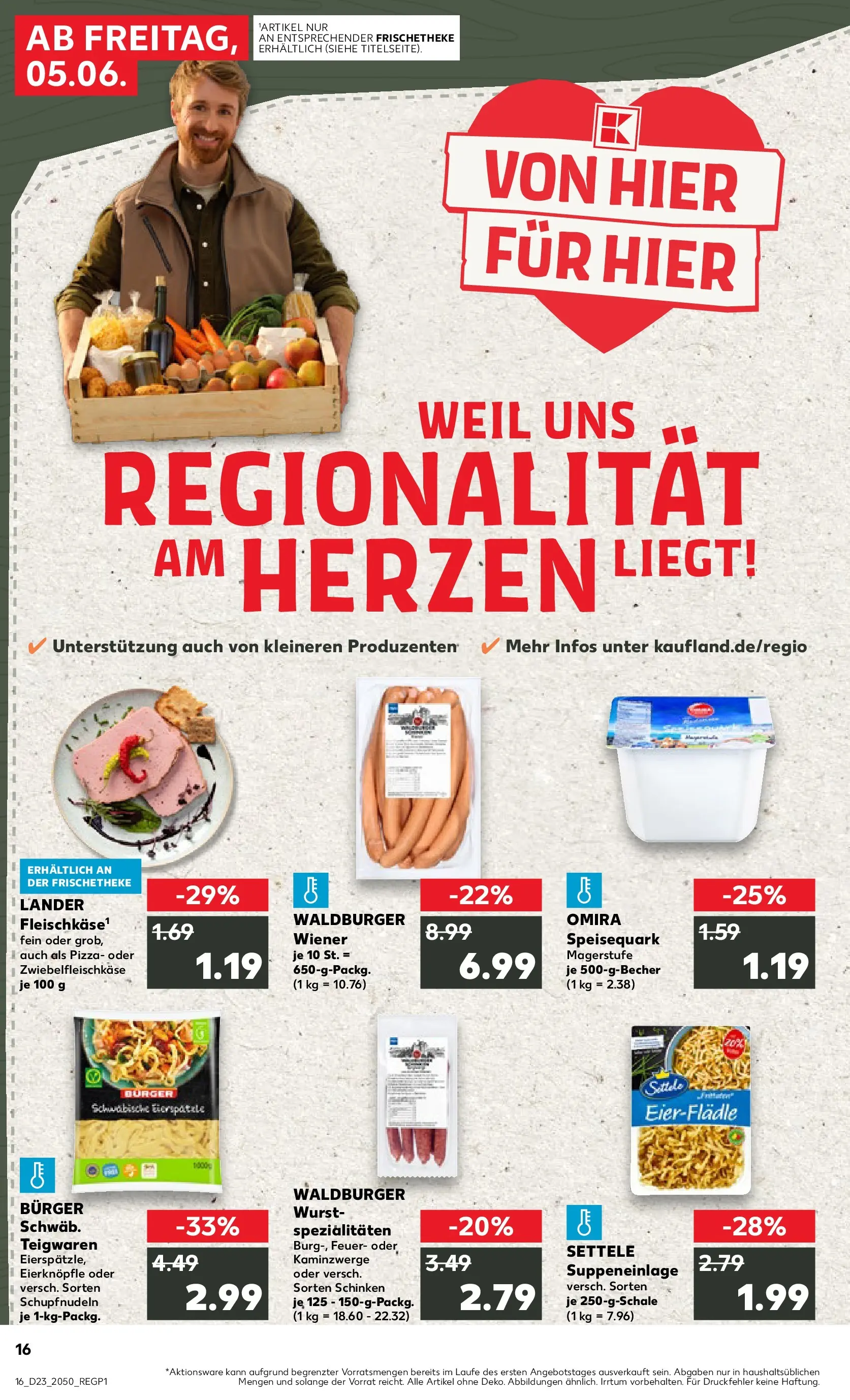 Prospekt Kaufland ab 04.06.2026 » Angebote Online zum Blättern | Seite: 16 | Produkte: Quark, Burger, Wurst, Pasta