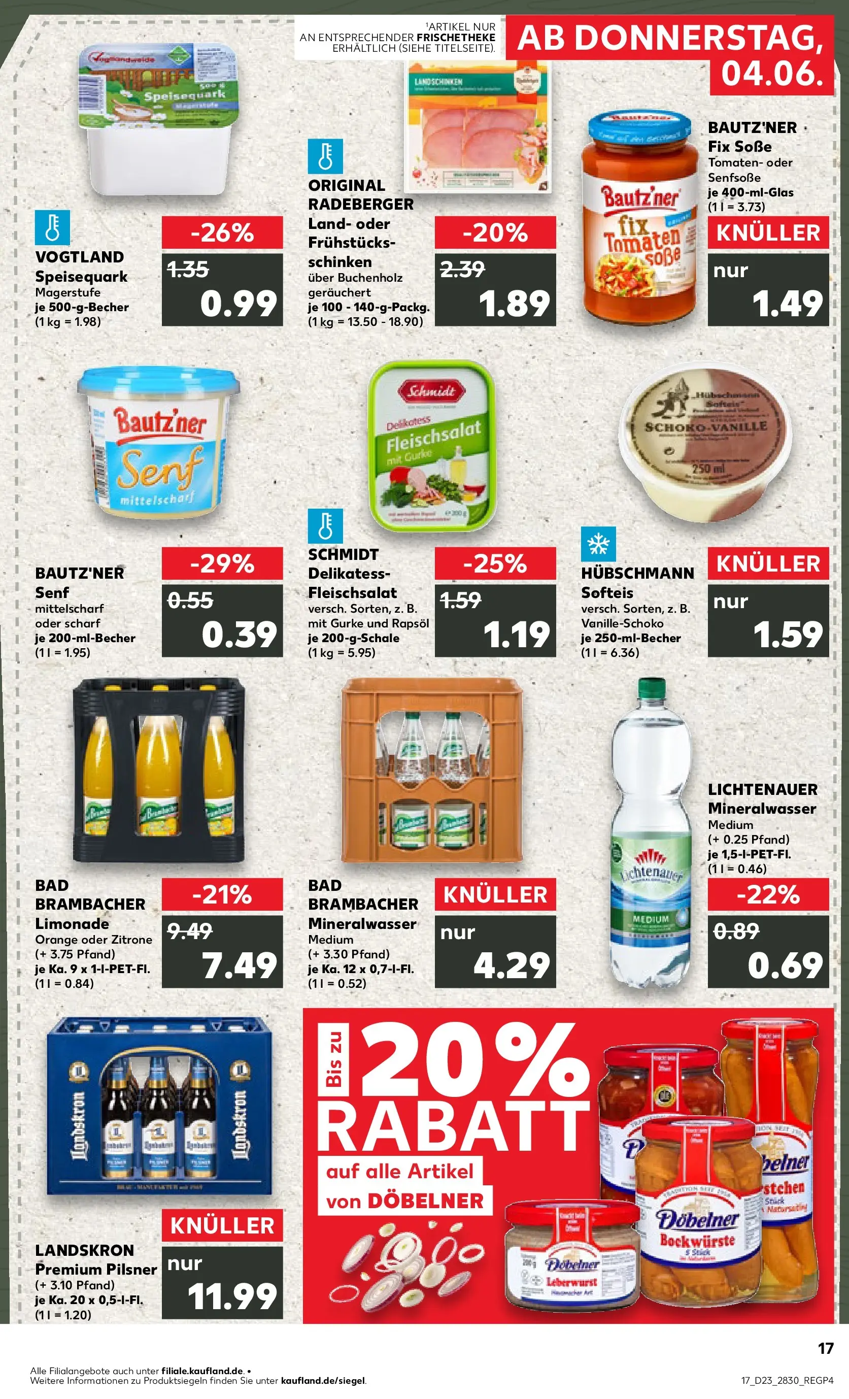 Prospekt Kaufland ab 04.06.2026 » Angebote Online zum Blättern | Seite: 17 | Produkte: Quark, Rapsöl, Limonade, Soße