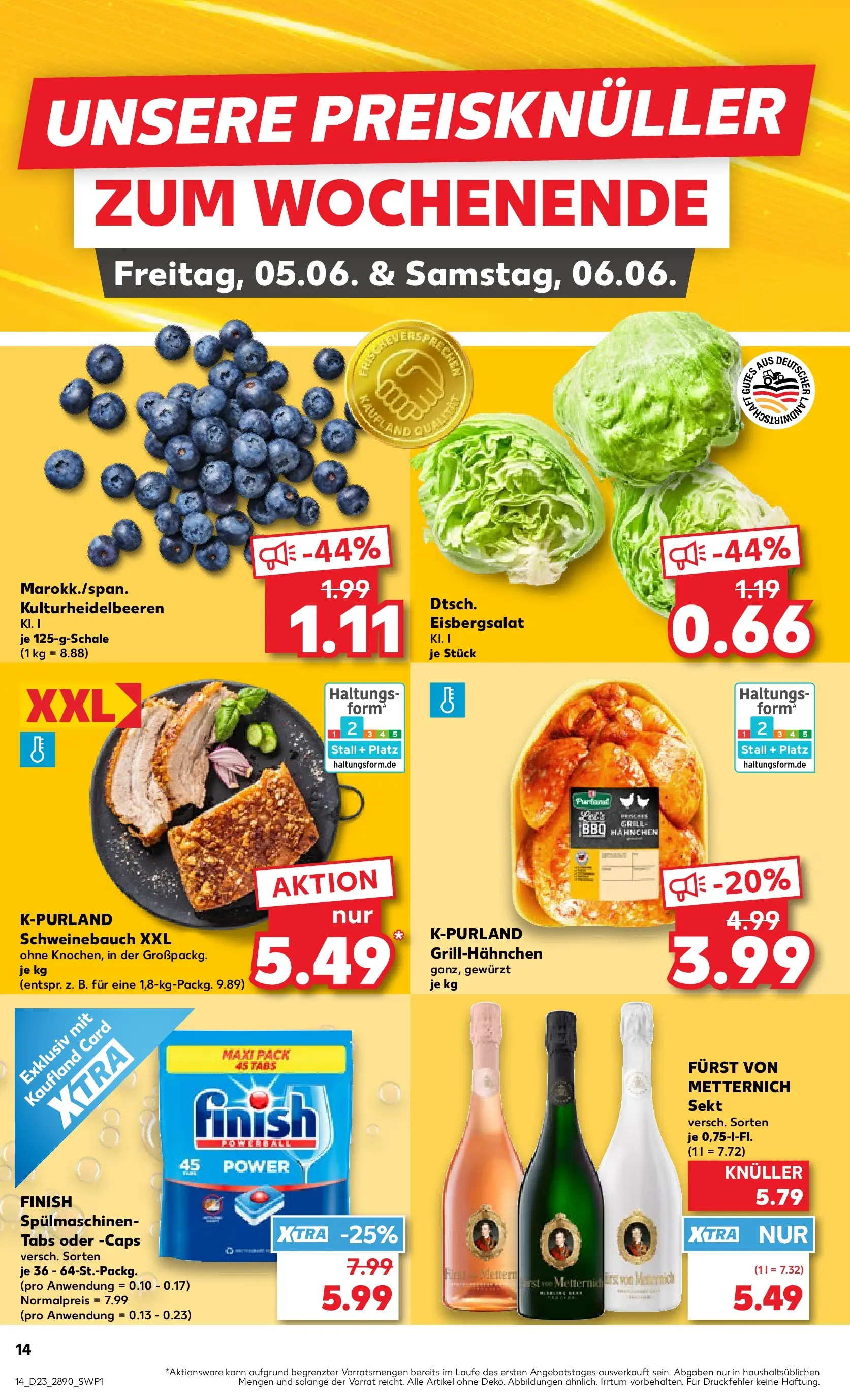 Prospekt Kaufland ab 04.06.2026 » Angebote Online zum Blättern | Seite: 14 | Produkte: Spulmaschinen tabs, Sekt, Eisbergsalat, Finish