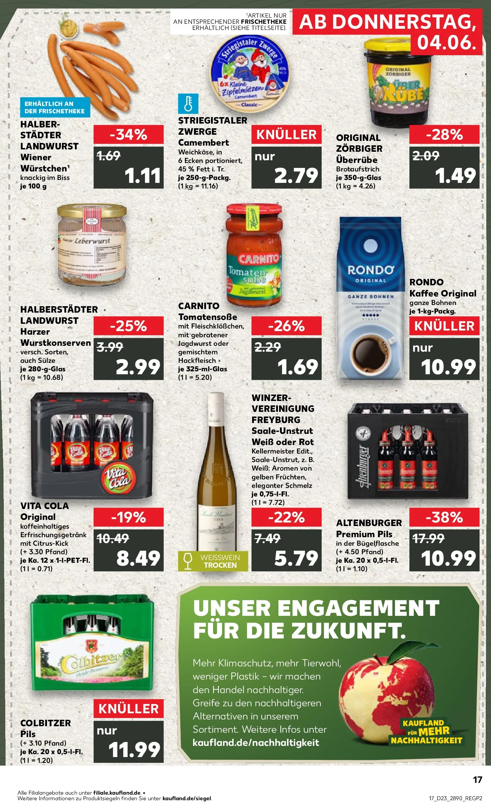Prospekt Kaufland ab 04.06.2026 » Angebote Online zum Blättern | Seite: 17 | Produkte: Wiener wurstchen, Cola, Kaffee, Pils