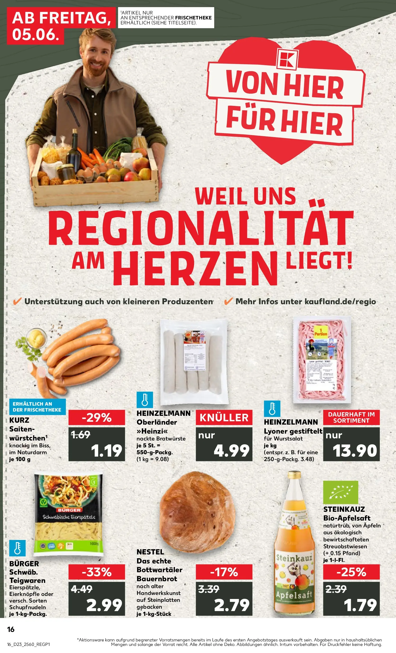 Prospekt Kaufland ab 04.06.2026 » Angebote Online zum Blättern | Seite: 16 | Produkte: Bratwurst, Burger, Apfelsaft, Apple