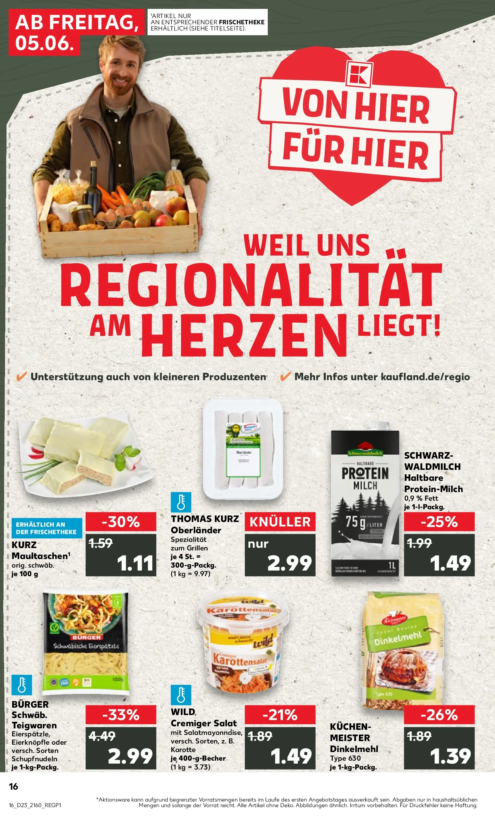 Prospekt Kaufland ab 04.06.2026 » Angebote Online zum Blättern | Seite: 16 | Produkte: Burger, Maultaschen, Kuchen, Salat