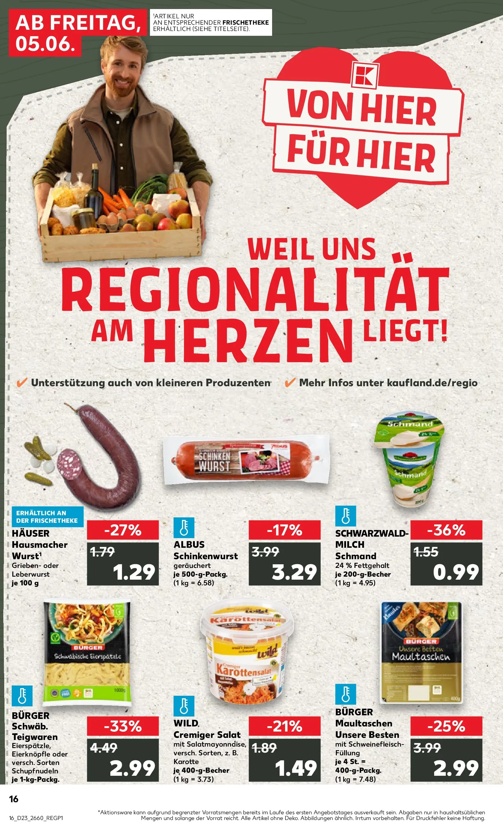 Prospekt Kaufland ab 01.06.2026 » Angebote und Werbung Online | Seite: 23 | Produkte: Milch, Burger, Maultaschen, Karotte Prospekt Kaufland ab 01.06.2026 » Angebote Online zum Blättern | Seite: 23 | Produkte: Milch, Burger, Maultaschen, Karotte