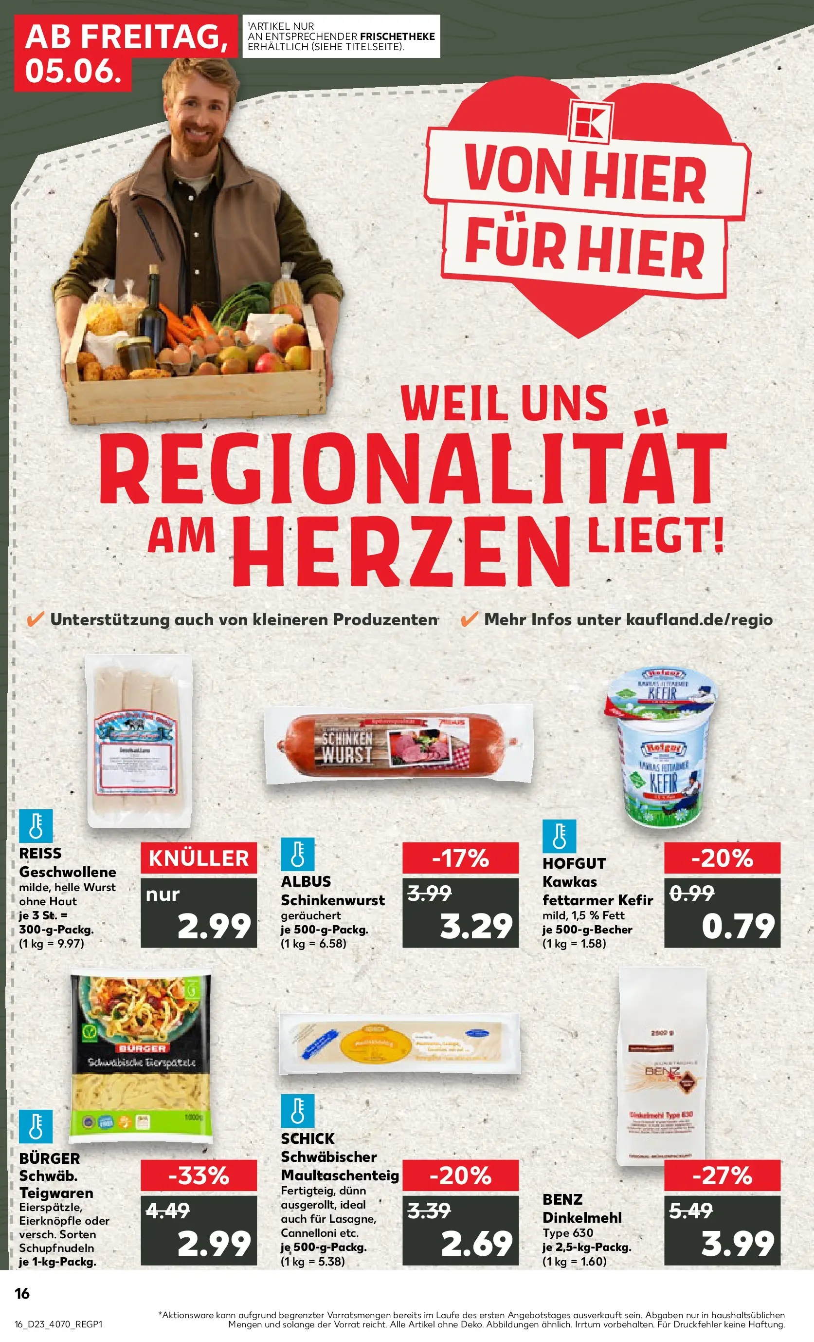 Prospekt Kaufland ab 04.06.2026 » Angebote Online zum Blättern | Seite: 16 | Produkte: Kefir, Wurst, Pasta, Schinken