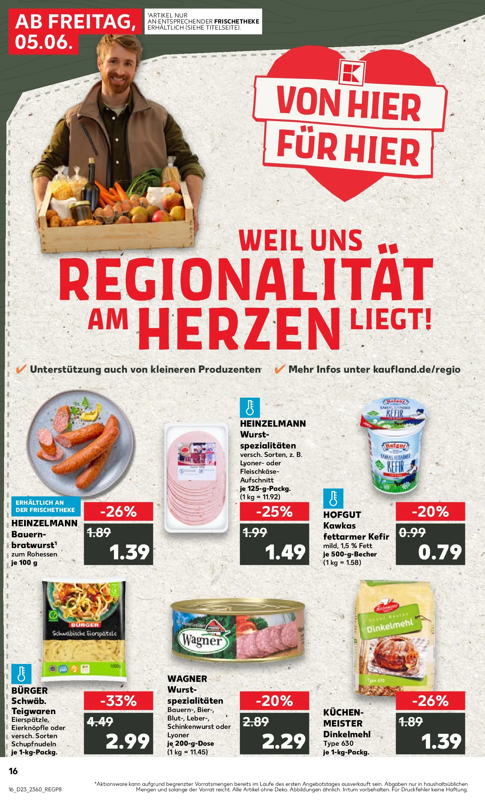 Prospekt Kaufland ab 04.06.2026 » Angebote Online zum Blättern | Seite: 16 | Produkte: Kefir, Bratwurst, Burger, Pasta