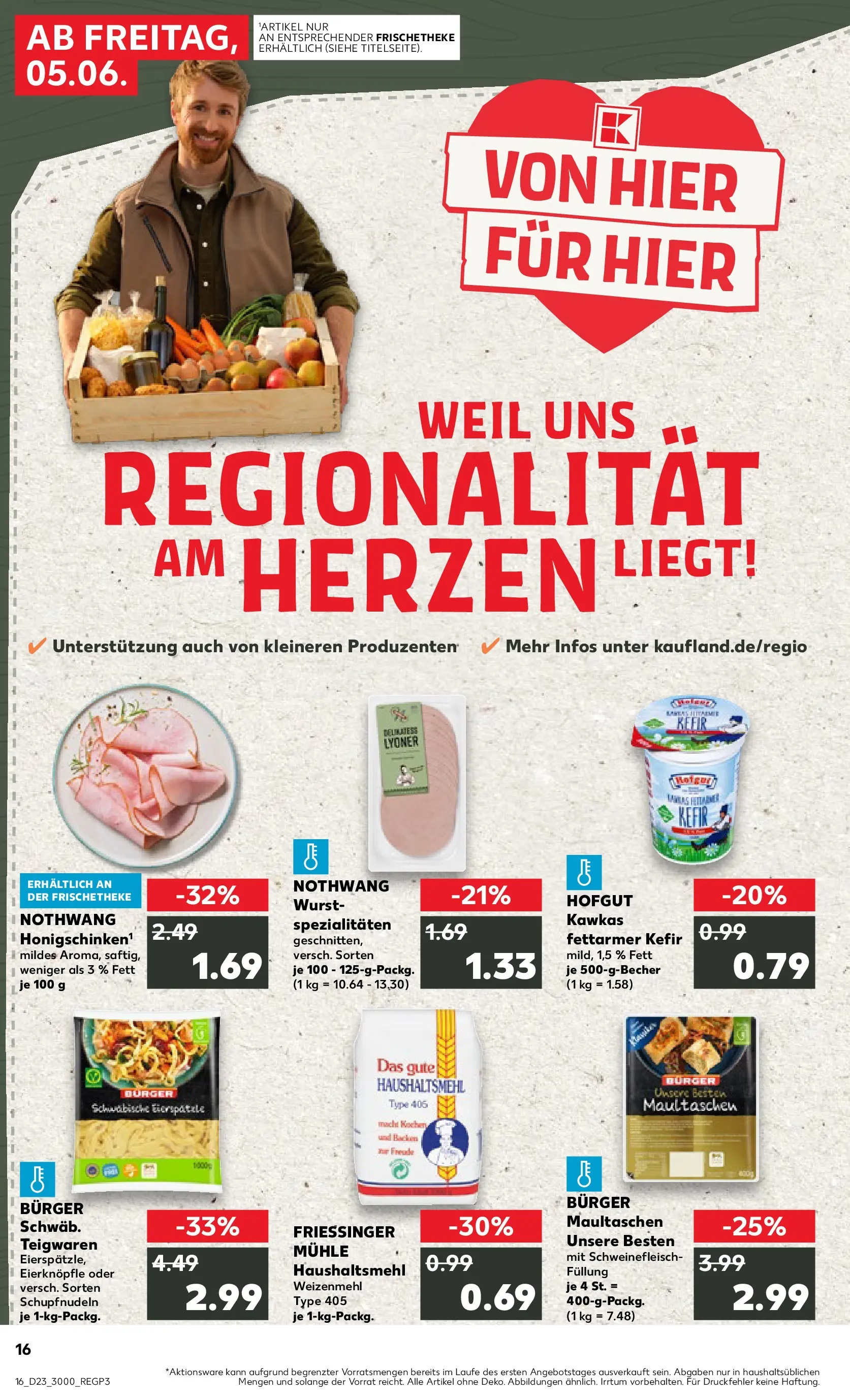 Prospekt Kaufland ab 01.06.2026 » Angebote Online zum Blättern | Seite: 23 | Produkte: Burger, Weizenmehl, Pasta, Schweinefleisch