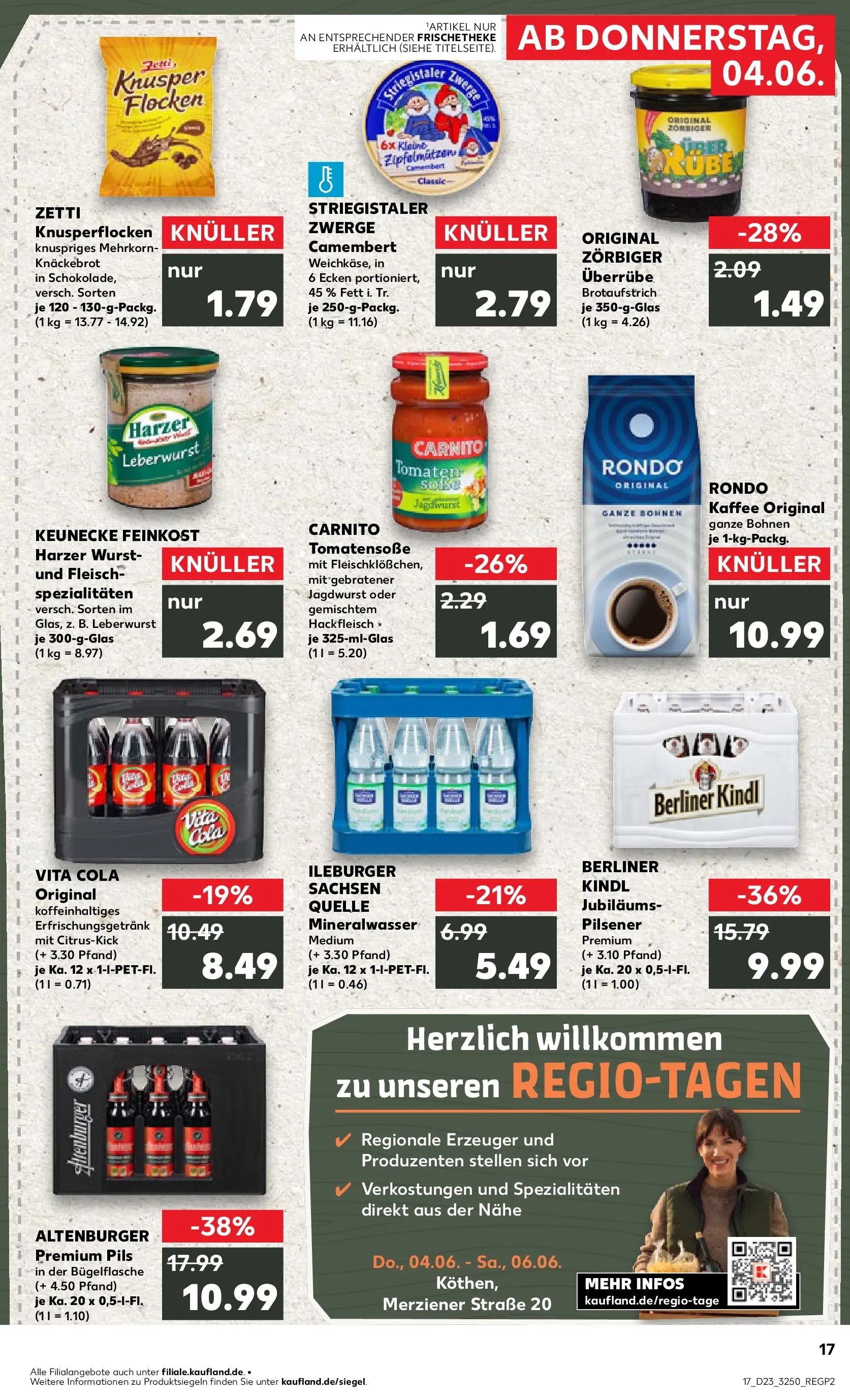 Prospekt Kaufland ab 04.06.2026 » Angebote Online zum Blättern | Seite: 17 | Produkte: Pils, Mineralwasser, Wurst, Vita cola