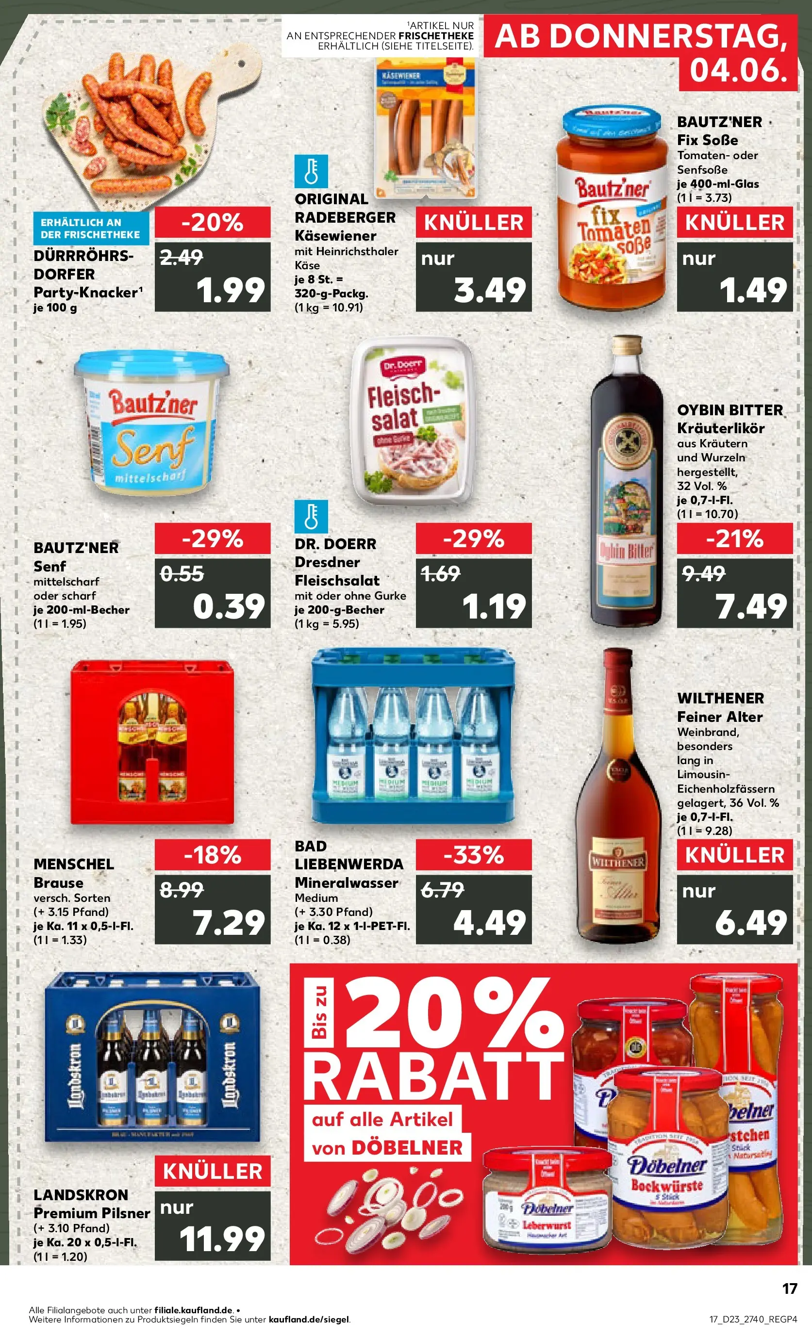 Prospekt Kaufland ab 04.06.2026 » Angebote Online zum Blättern | Seite: 17 | Produkte: Wilthener, Käse, Tomaten, Mineralwasser