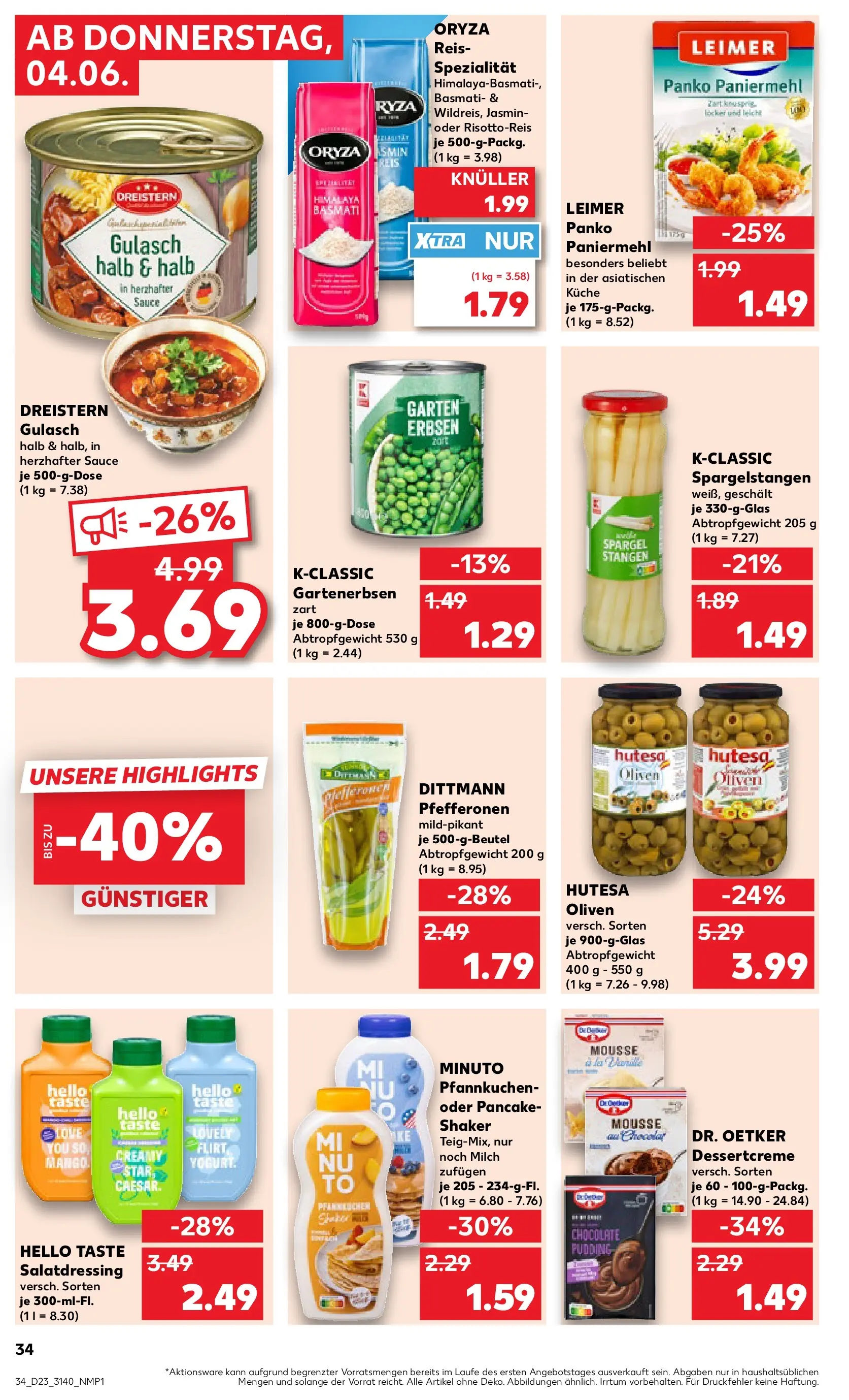 Prospekt Kaufland ab 04.06.2026 » Angebote Online zum Blättern | Seite: 34 | Produkte: Spargel, Pfannkuchen, Reis, Erbsen