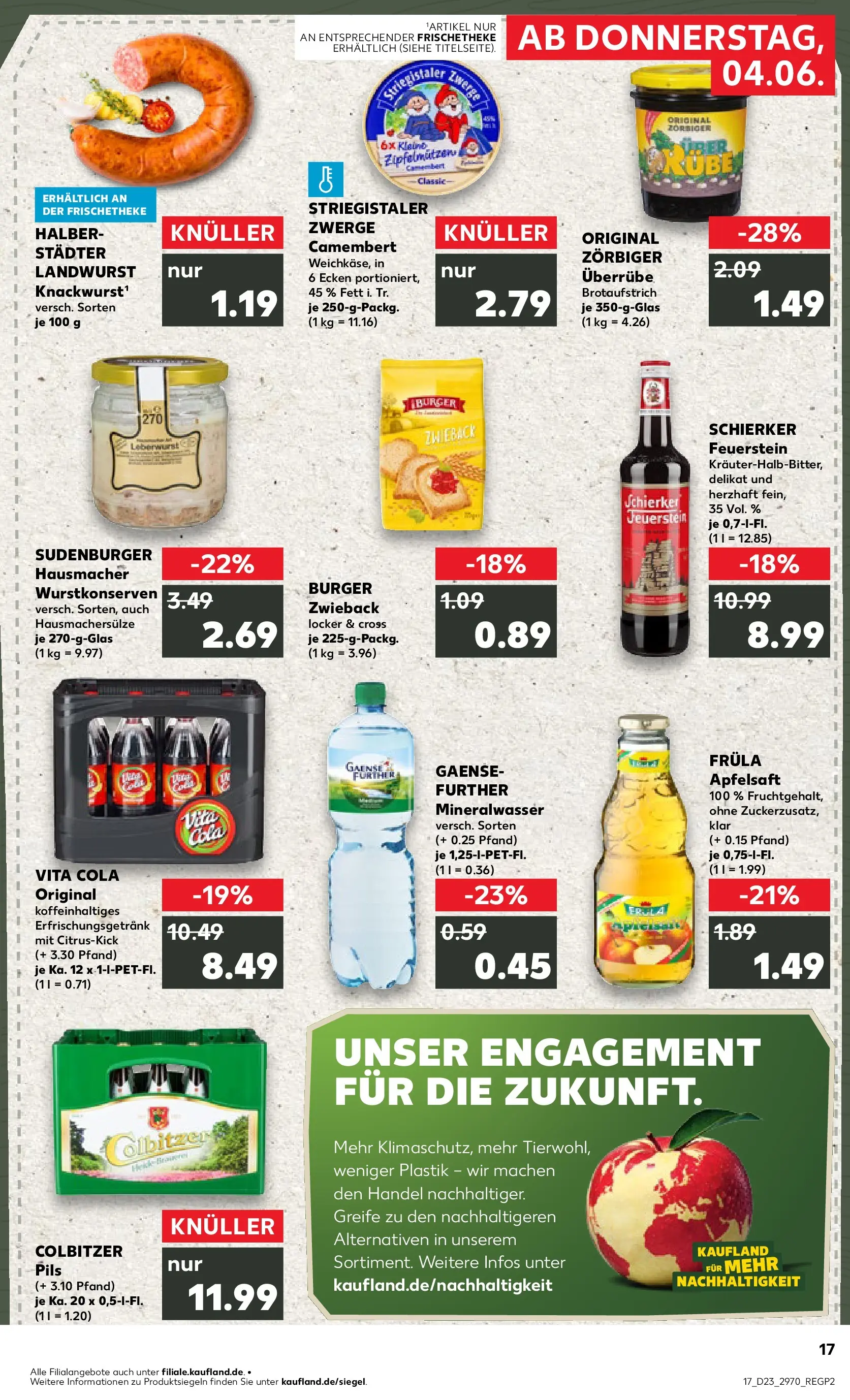 Prospekt Kaufland ab 04.06.2026 » Angebote Online zum Blättern | Seite: 17 | Produkte: Pils, Burger, Apple, Vita cola