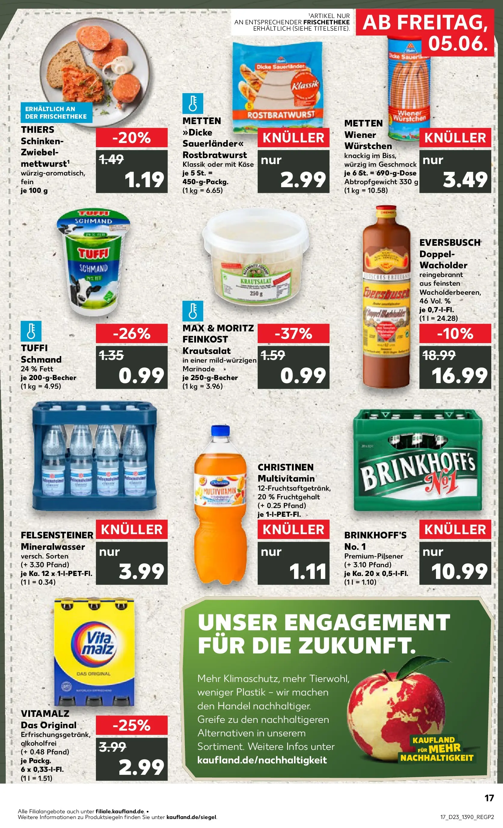 Prospekt Kaufland ab 04.06.2026 » Angebote Online zum Blättern | Seite: 17 | Produkte: Wiener wurstchen, Käse, Bratwurst, Mineralwasser