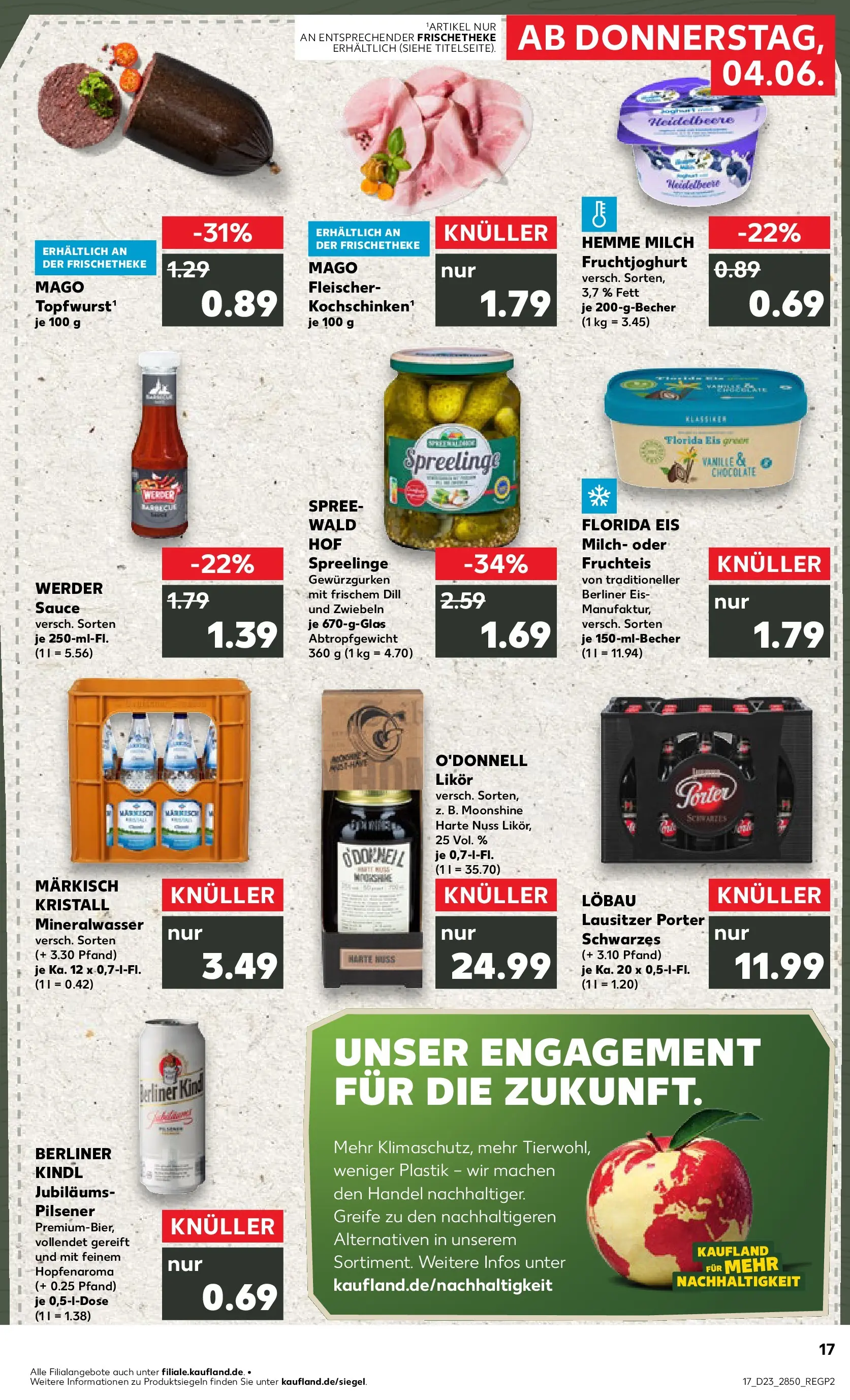 Prospekt Kaufland ab 04.06.2026 » Angebote Online zum Blättern | Seite: 17 | Produkte: Fruchtjoghurt, Mineralwasser, Zwiebeln, Eis