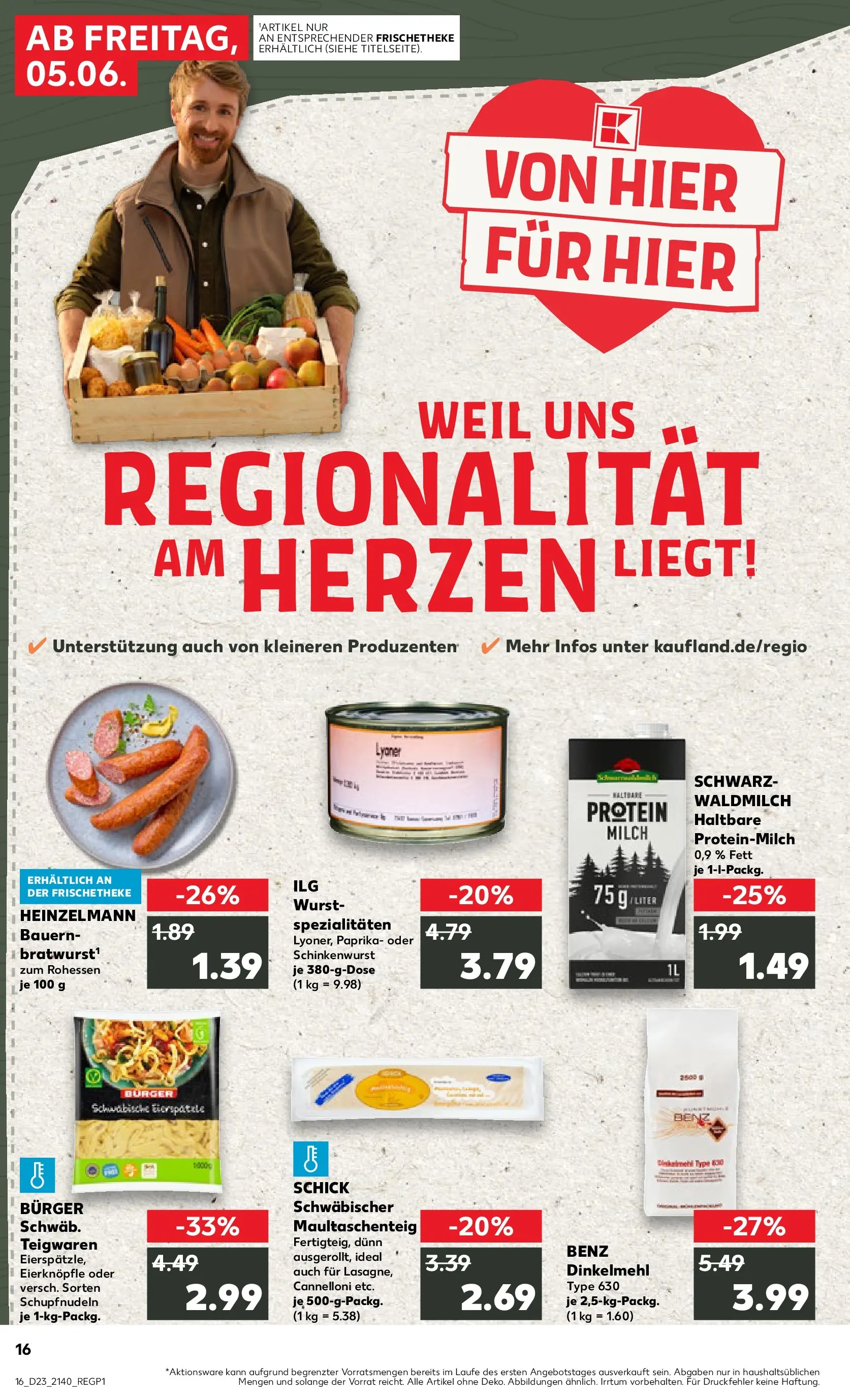 Prospekt Kaufland ab 04.06.2026 » Angebote Online zum Blättern | Seite: 16 | Produkte: Milch, Burger, Paprika, Wurst