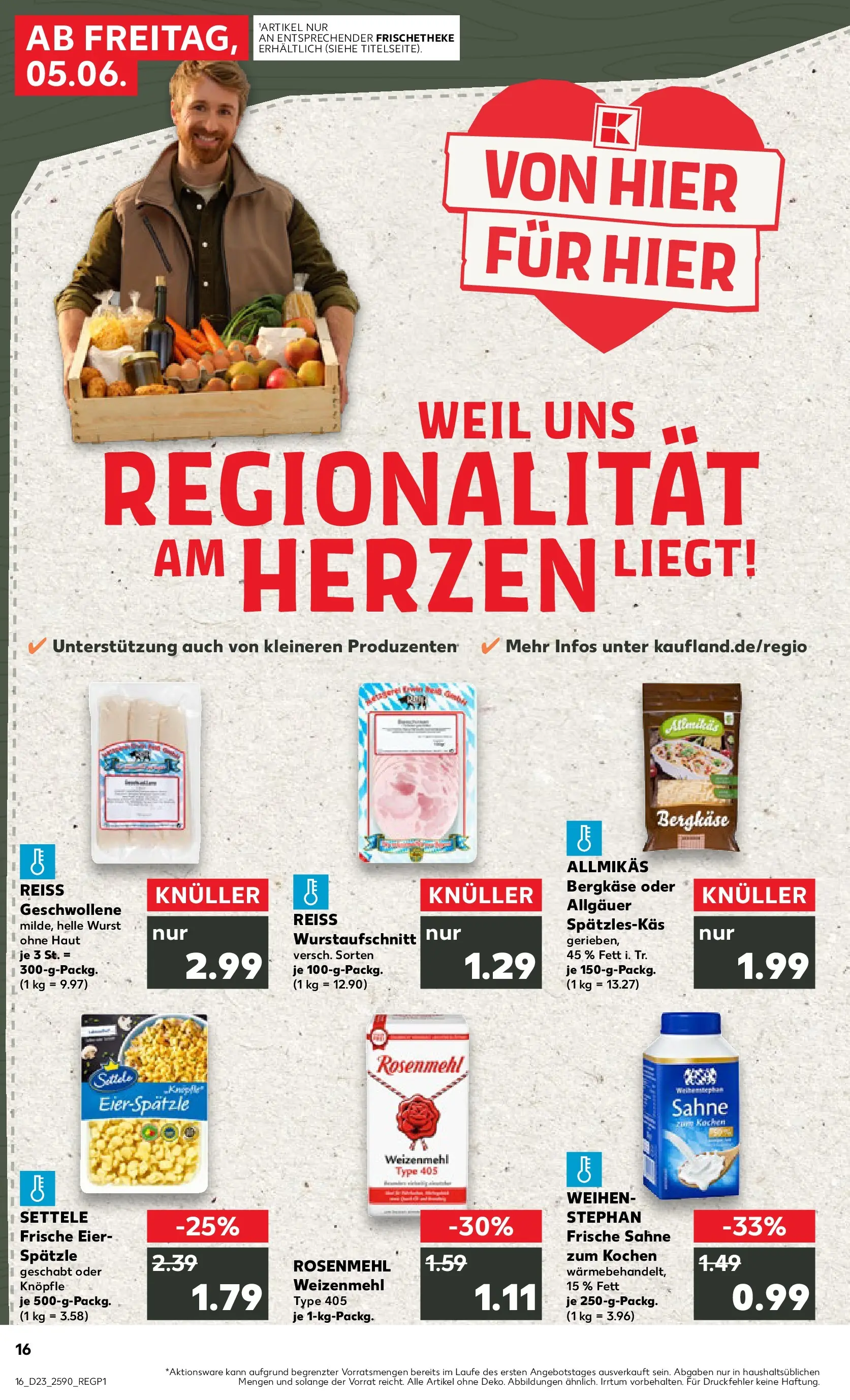 Prospekt Kaufland ab 04.06.2026 » Angebote Online zum Blättern | Seite: 16 | Produkte: Eier, Weizenmehl, Wurst, Sahne
