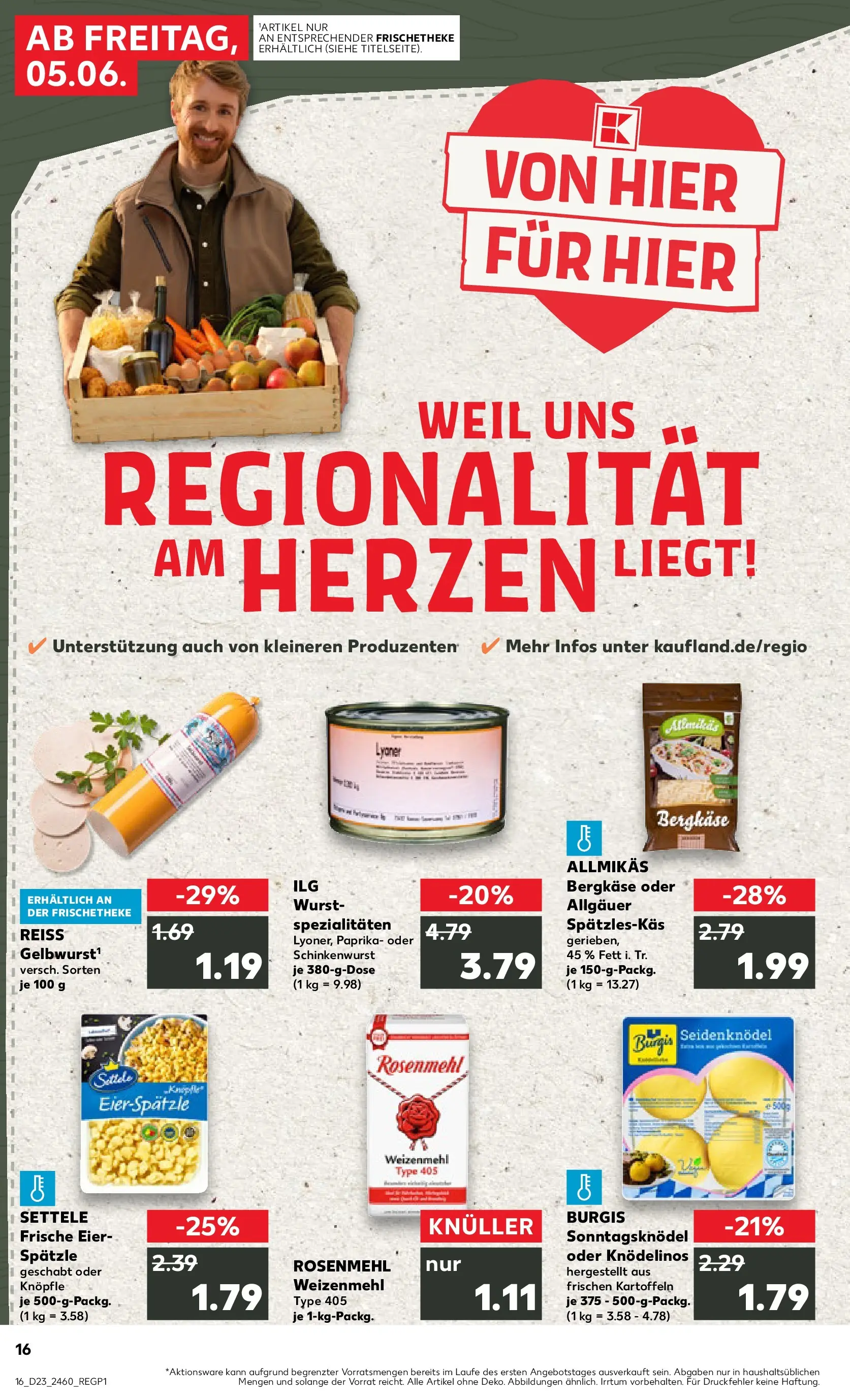 Prospekt Kaufland ab 04.06.2026 » Angebote Online zum Blättern | Seite: 16 | Produkte: Weizenmehl, Kartoffeln, Paprika, Wurst