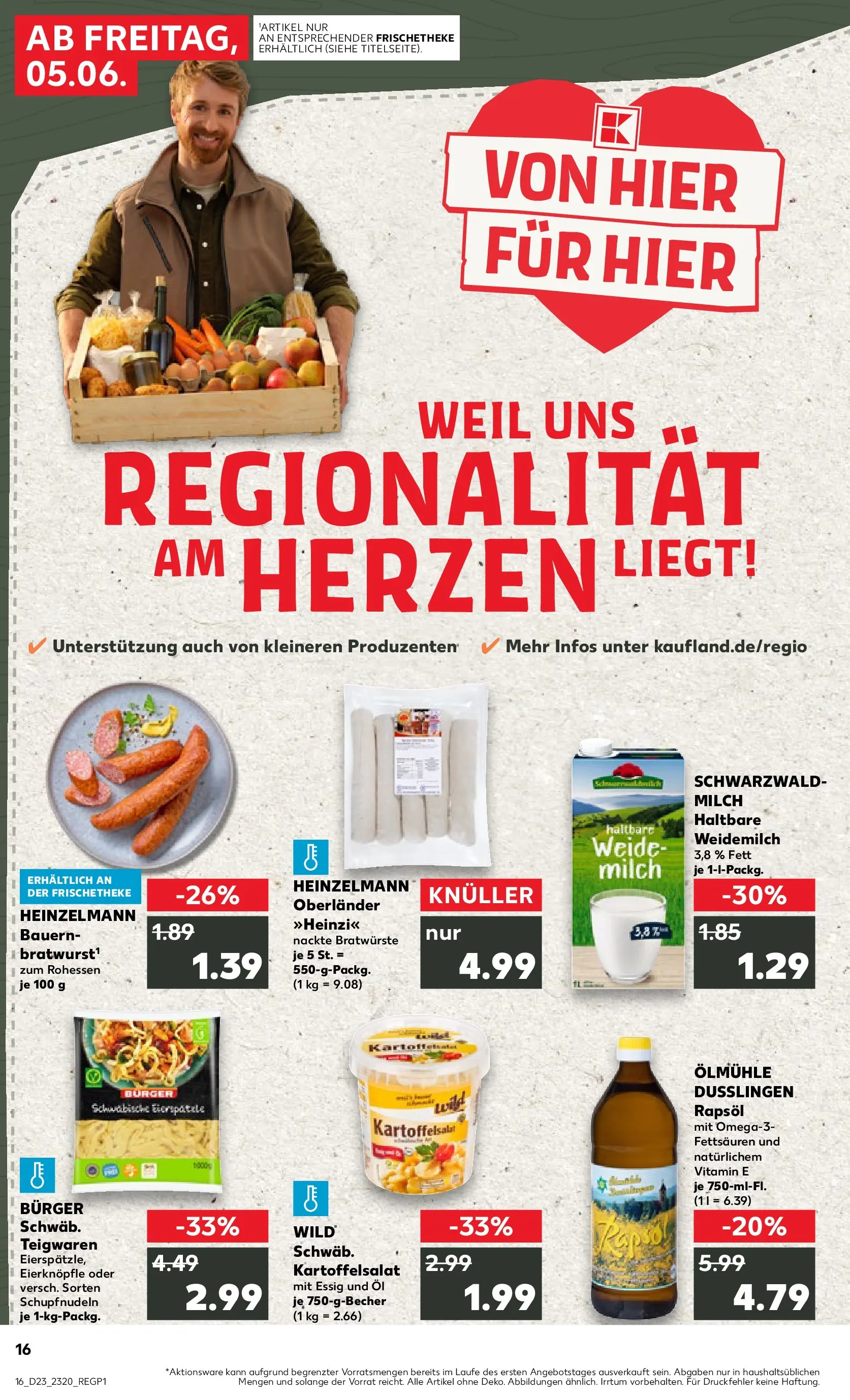Prospekt Kaufland ab 04.06.2026 » Angebote Online zum Blättern | Seite: 16 | Produkte: Milch, Essig, Rapsöl, Bratwurst