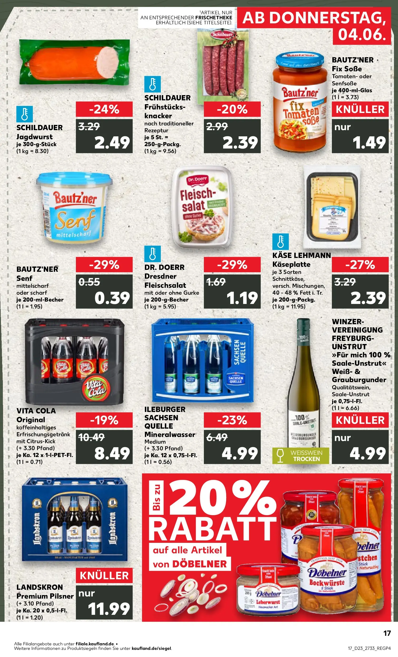 Prospekt Kaufland ab 04.06.2026 » Angebote Online zum Blättern | Seite: 17 | Produkte: Tomaten, Mineralwasser, Vita cola, Fleisch