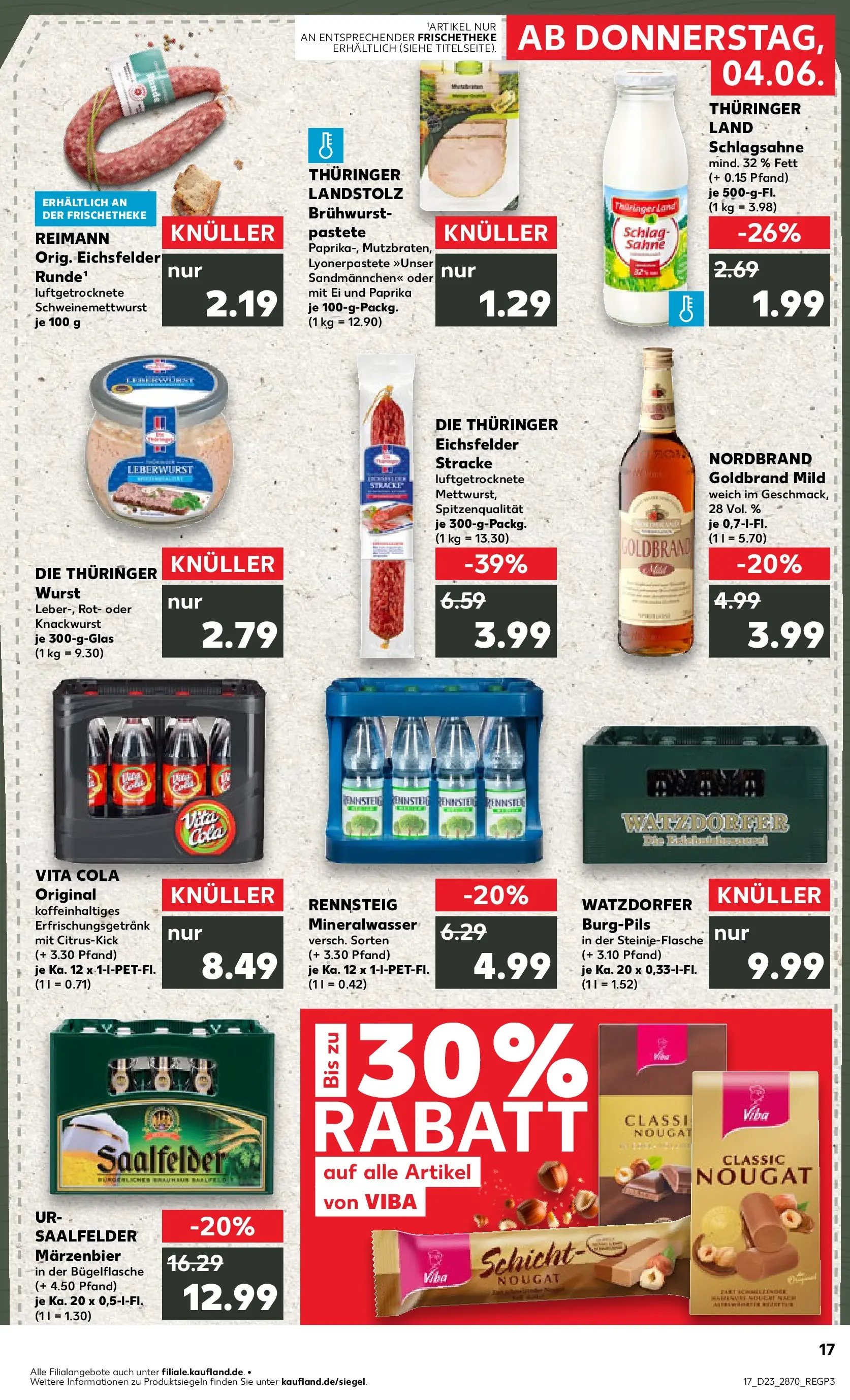 Prospekt Kaufland ab 04.06.2026 » Angebote Online zum Blättern | Seite: 17 | Produkte: Mineralwasser, Paprika, Vita cola, Sahne