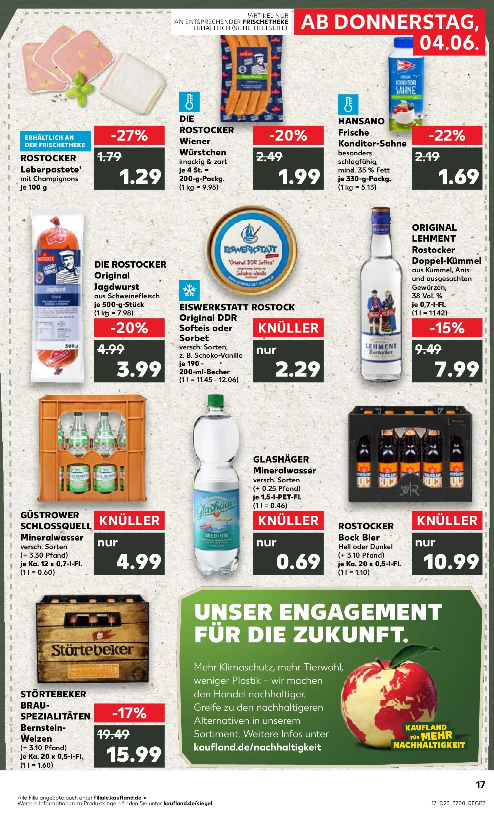 Prospekt Kaufland ab 04.06.2026 » Angebote Online zum Blättern | Seite: 17 | Produkte: Wiener wurstchen, Mineralwasser, Champignons, Sahne