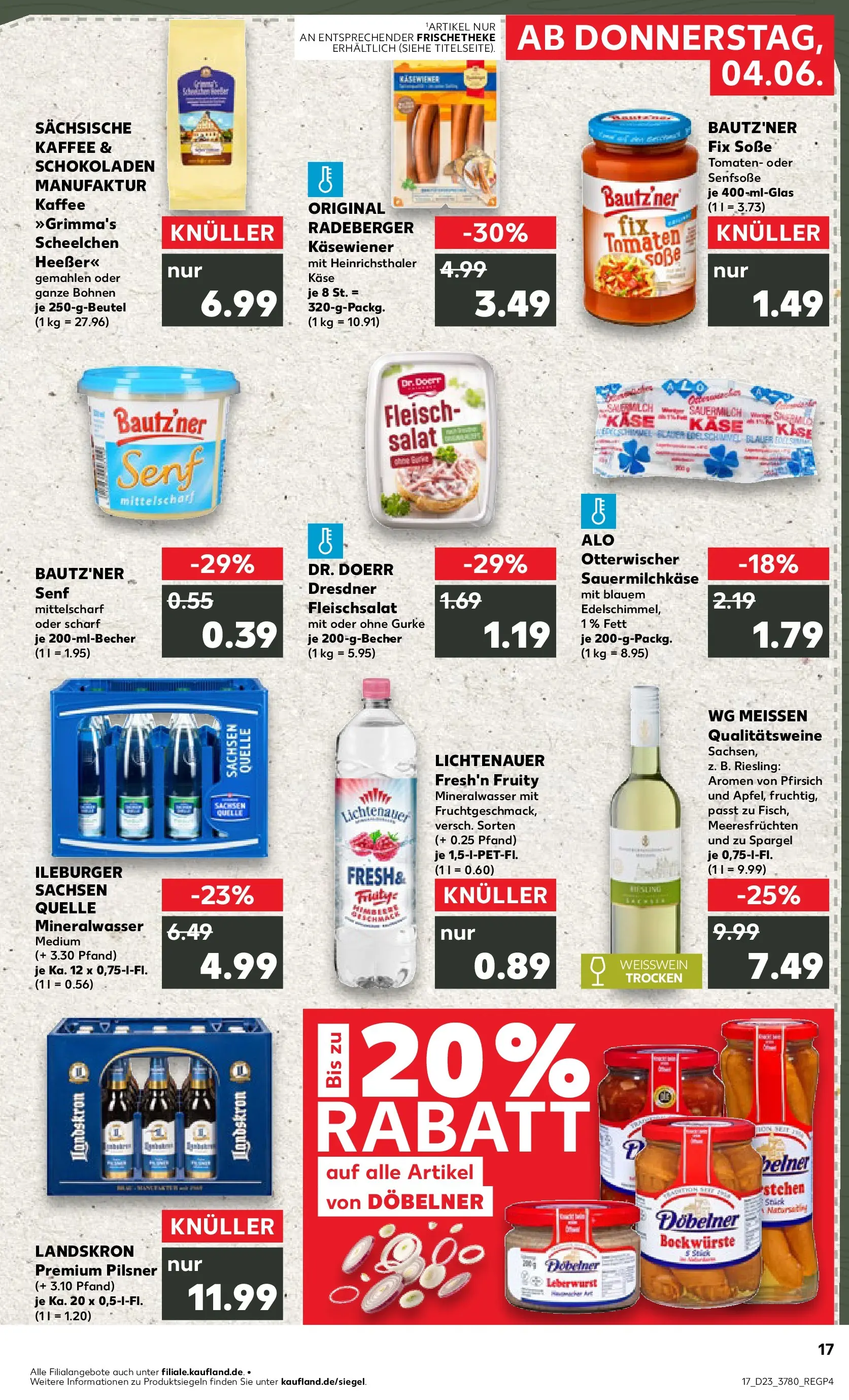 Prospekt Kaufland ab 04.06.2026 » Angebote Online zum Blättern | Seite: 17 | Produkte: Tomaten, Mineralwasser, Soße, Pfirsich