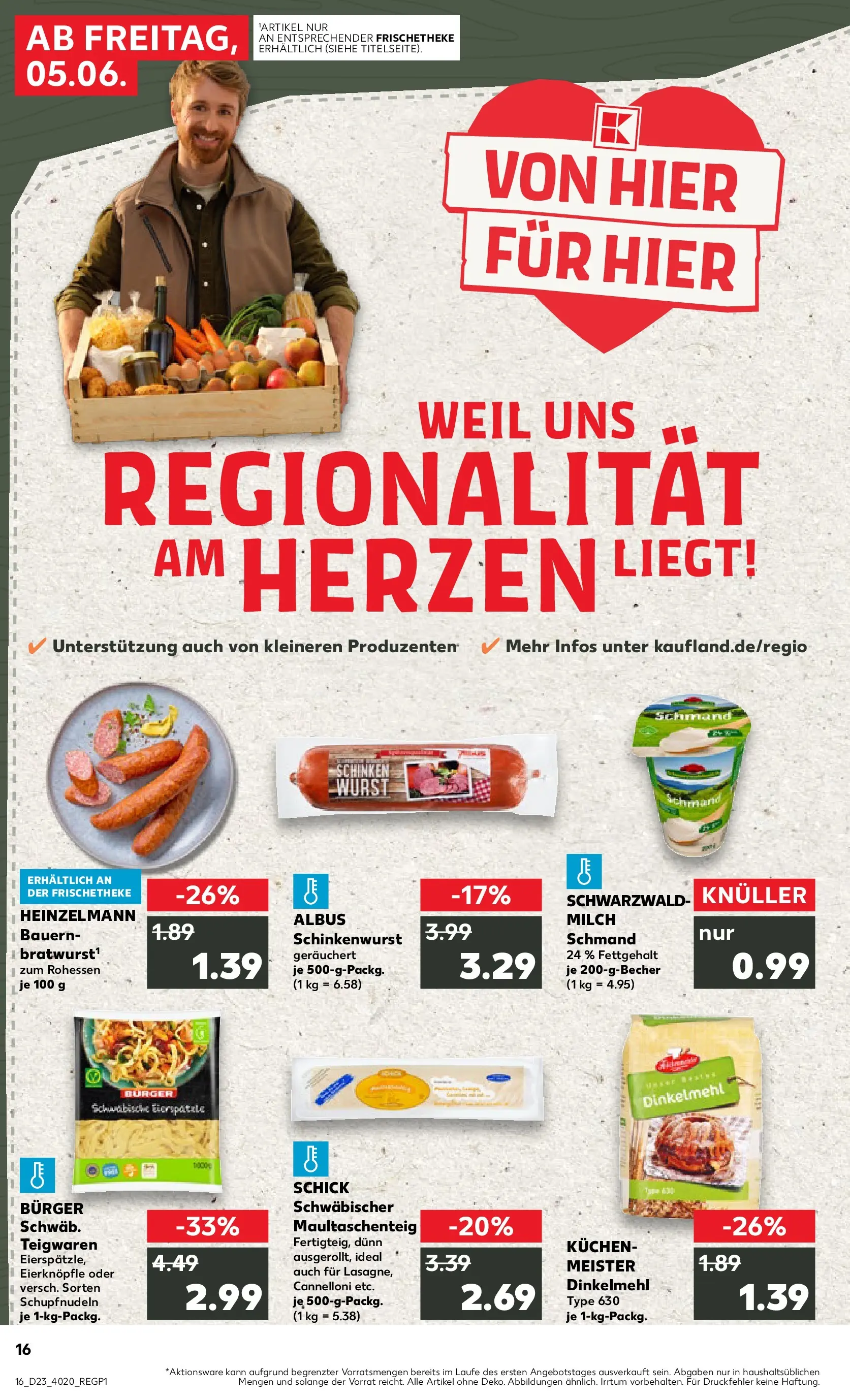 Prospekt Kaufland ab 04.06.2026 » Angebote Online zum Blättern | Seite: 16 | Produkte: Milch, Burger, Wurst, Kuchen